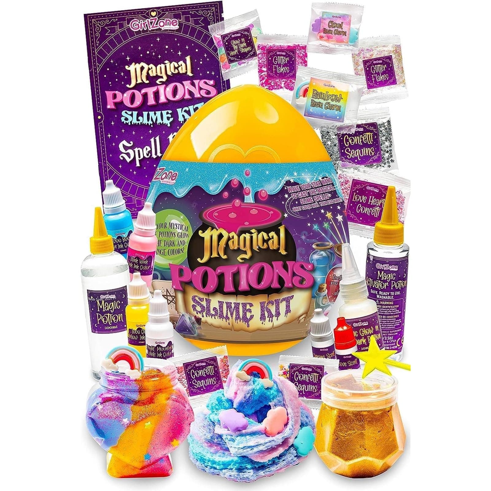 Magic Potion Slime Kit - Glow-in-The-Dark, Multicolor, 6 Brews & Spell Book - Slime Making Kit & Magic Potion Set for Girls & Kids