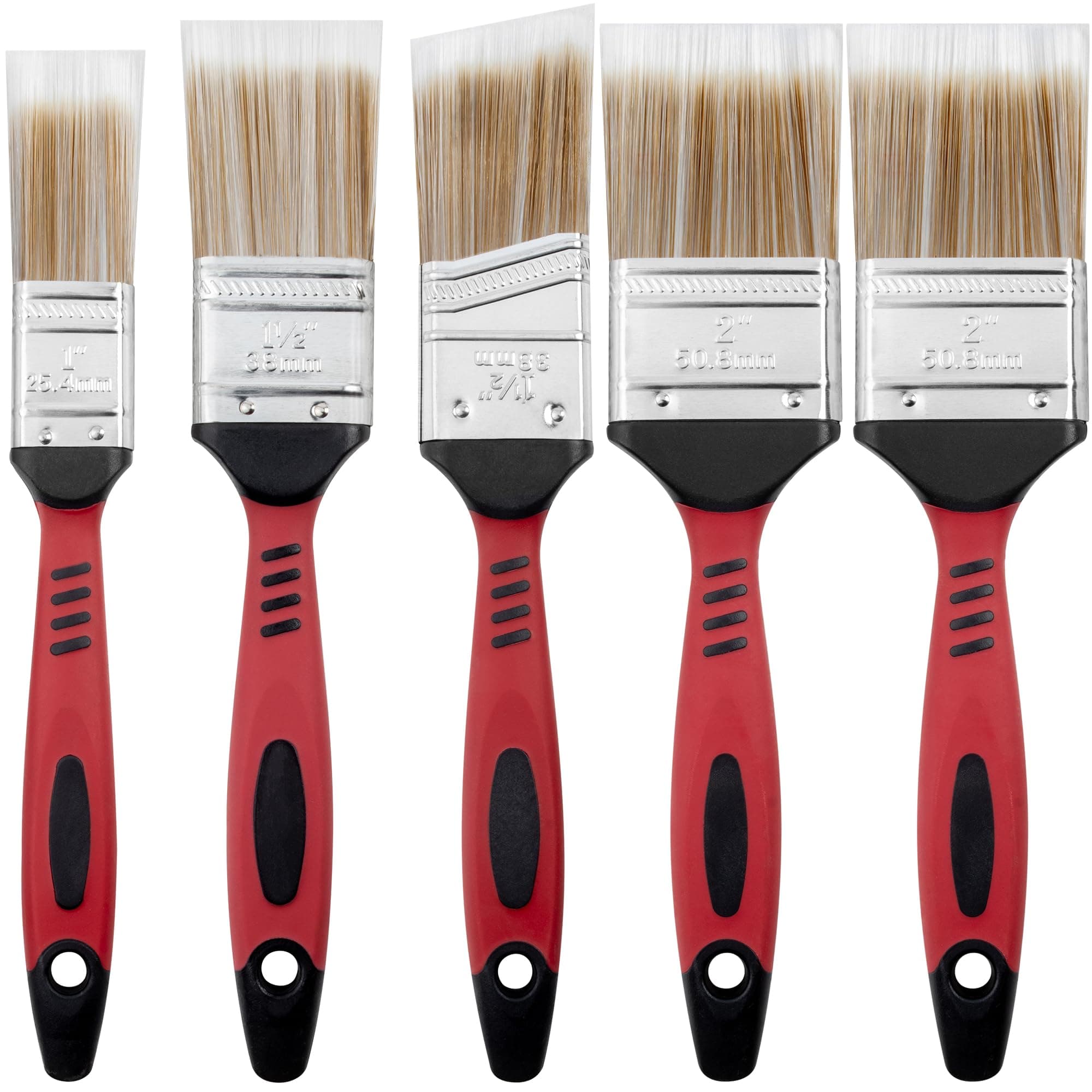 Hardys 5pc Paint Brush Set Mix | Essential Brushes for All Wall, Ceiling & Paint Decorating | Synthetic Bristle, Straight Line & Angled for Cutting In & Smooth Finish