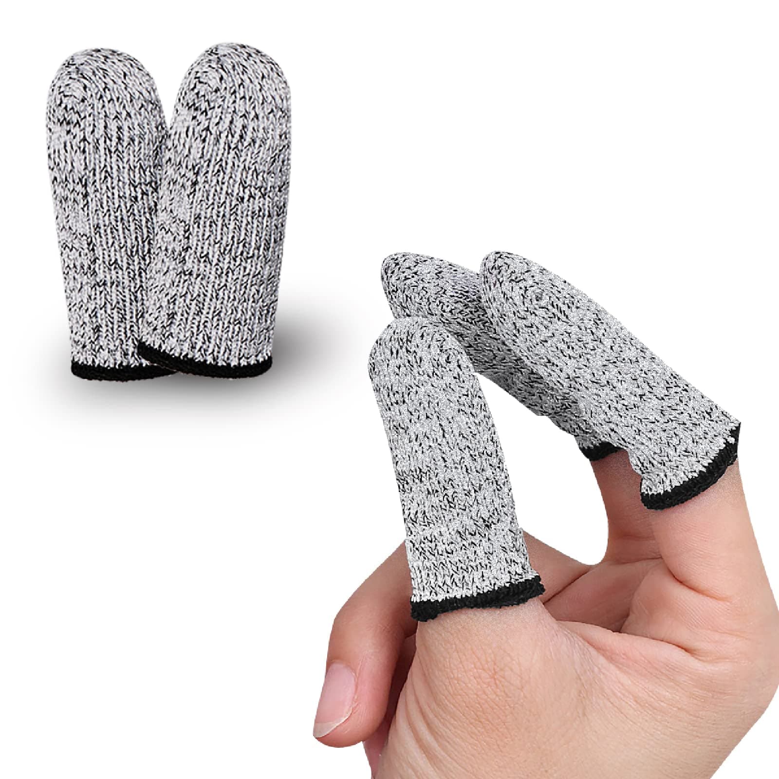 Elfzone Finger Cots Cut Resistant Protector - Finger Covers for Cuts, Gloves Life Extender, Cut Resistant Finger Protectors for Kitchen, Work, Sculpture, Anti-Slip, Reusable (Gray, 60PK)