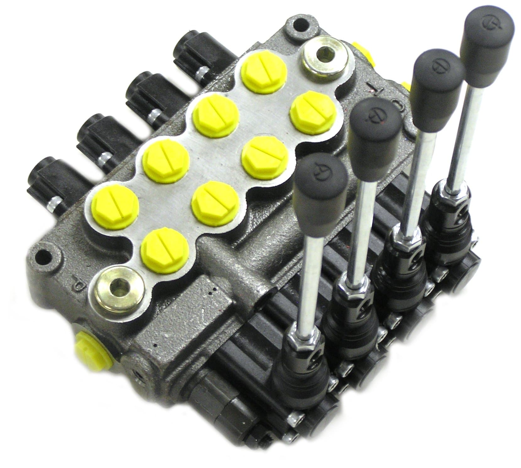 Prince MB41BBBB5C1 Directional Control Valve, Monoblock, Cast Iron, 4 Spool, 4 Ways, 3 Positions, Single Acting Cylinder Spool, Spring Center, Straight Handle, 3500 psi, 8 gpm, In/Out: #8 SAE, Work #8 SAE