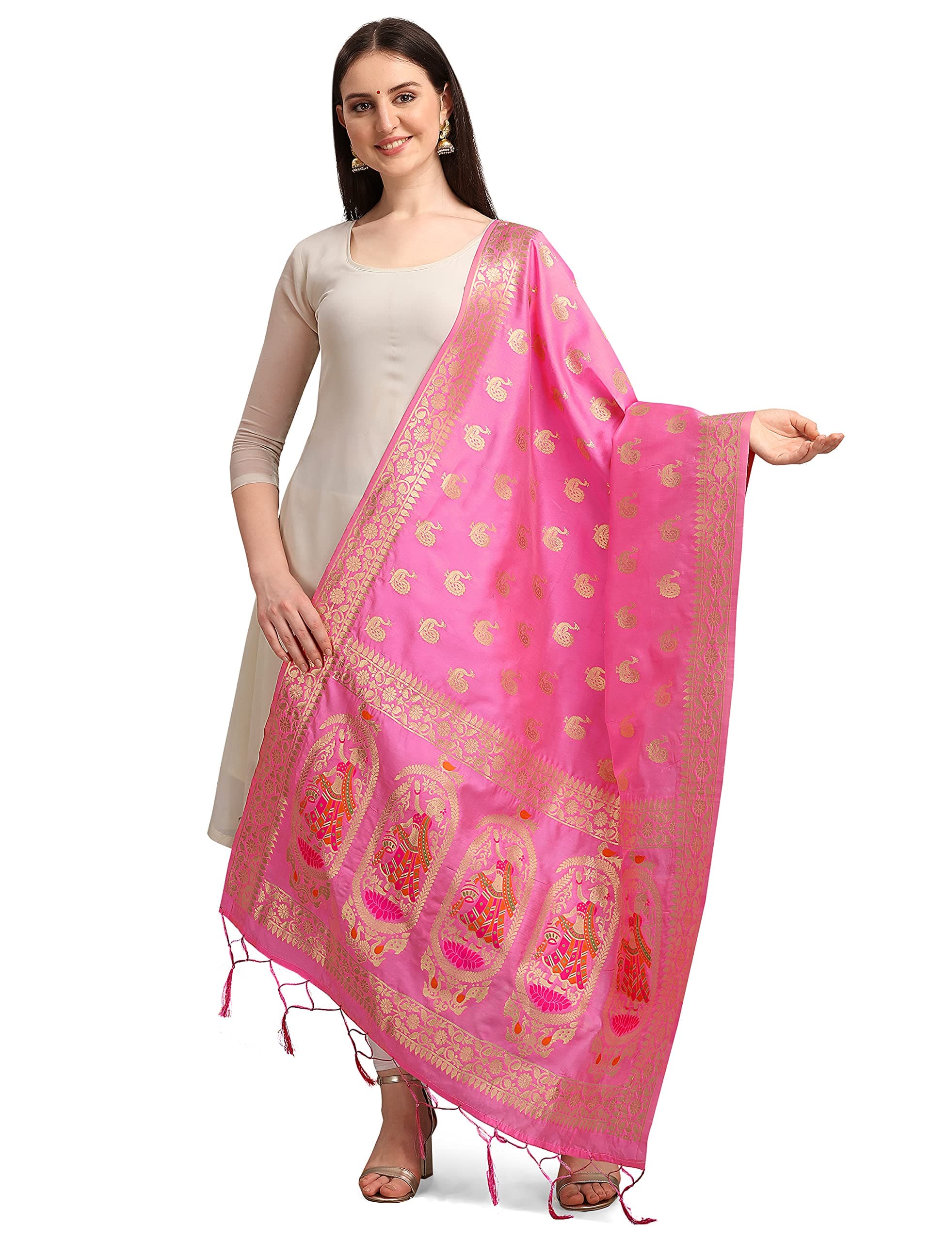 織バナラシ シルク ザリ デュパッタ/チュンニ