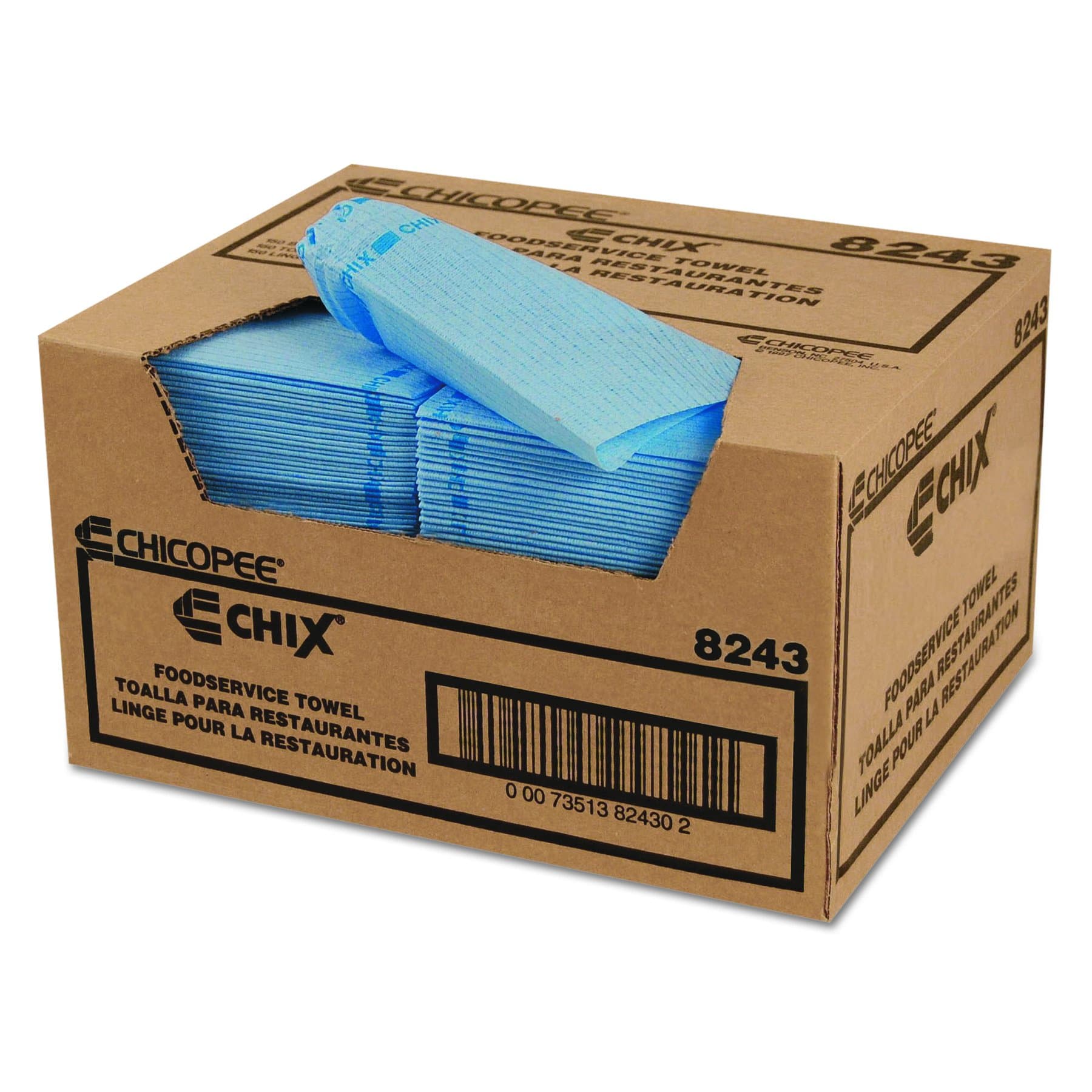 Chicopee 8243 21" Length x 13" Width, Blue Medium Duty Chix Utility Towel (Case of 150)