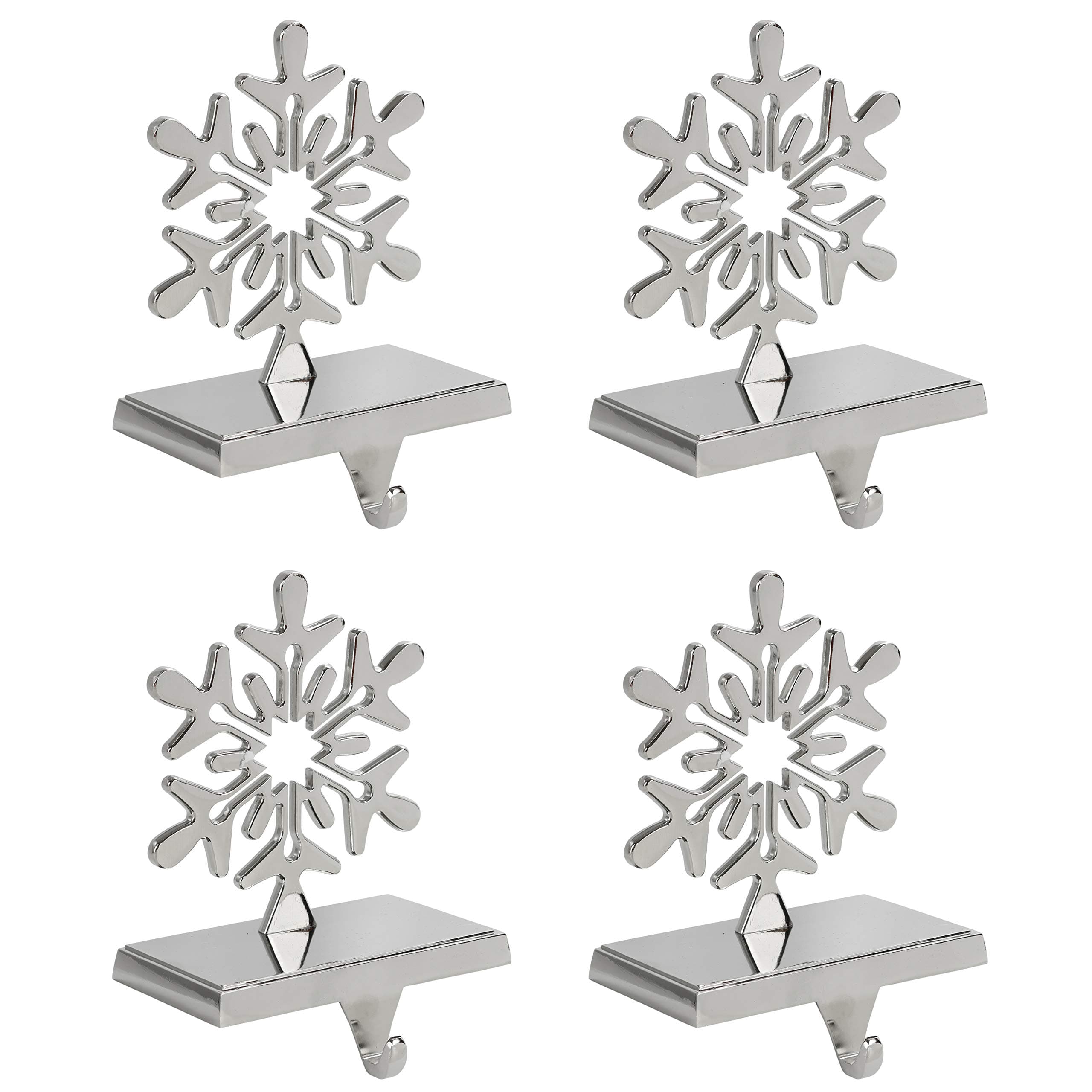 IconikalSnowflake Stocking Hanger Holder, Chrome, 4-Pack