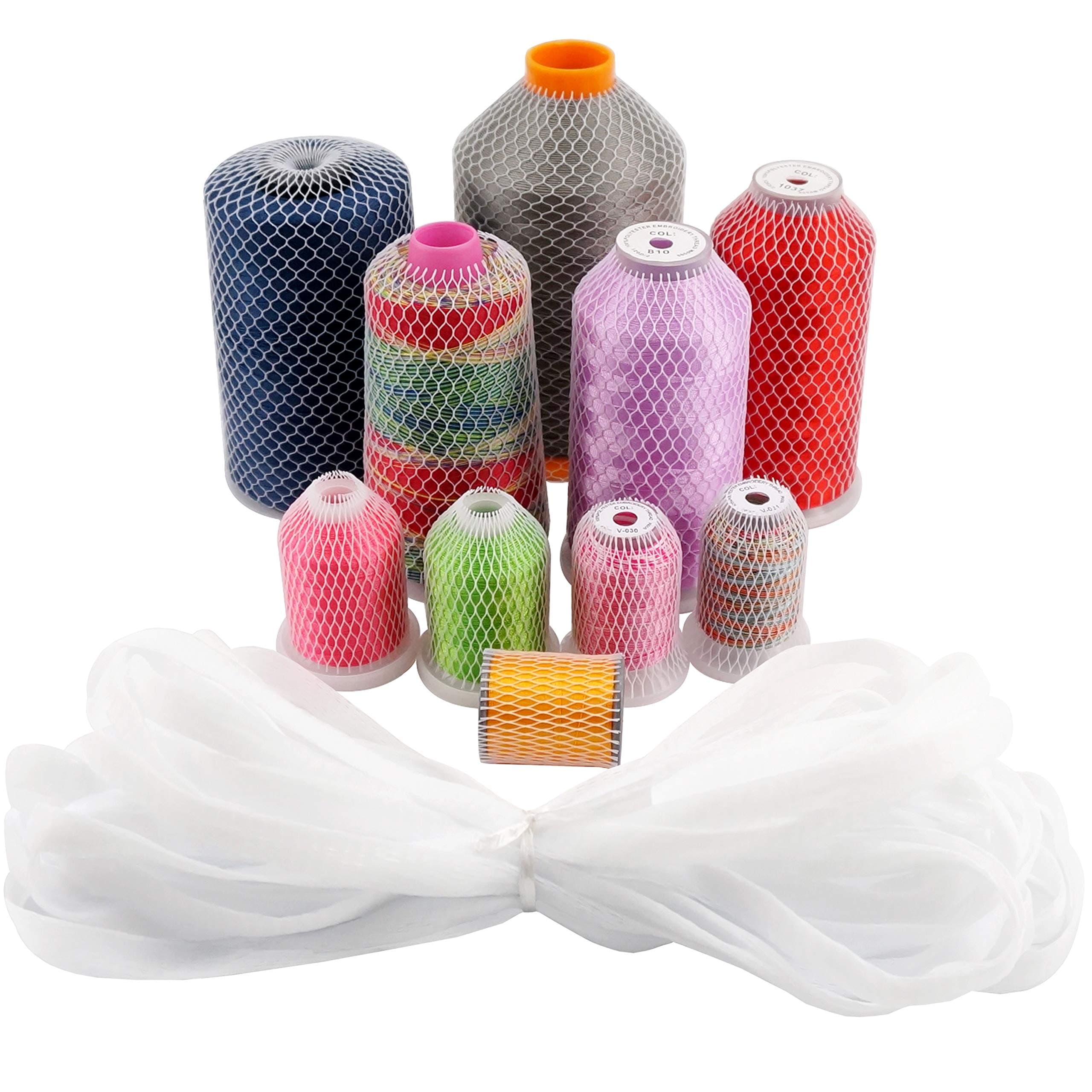 New brothread 18M Thread Net Spool Saver for Different Sizes of Embroidery Sewing Quilting and Serger Thread Spools/Cones - Cut into Any Length