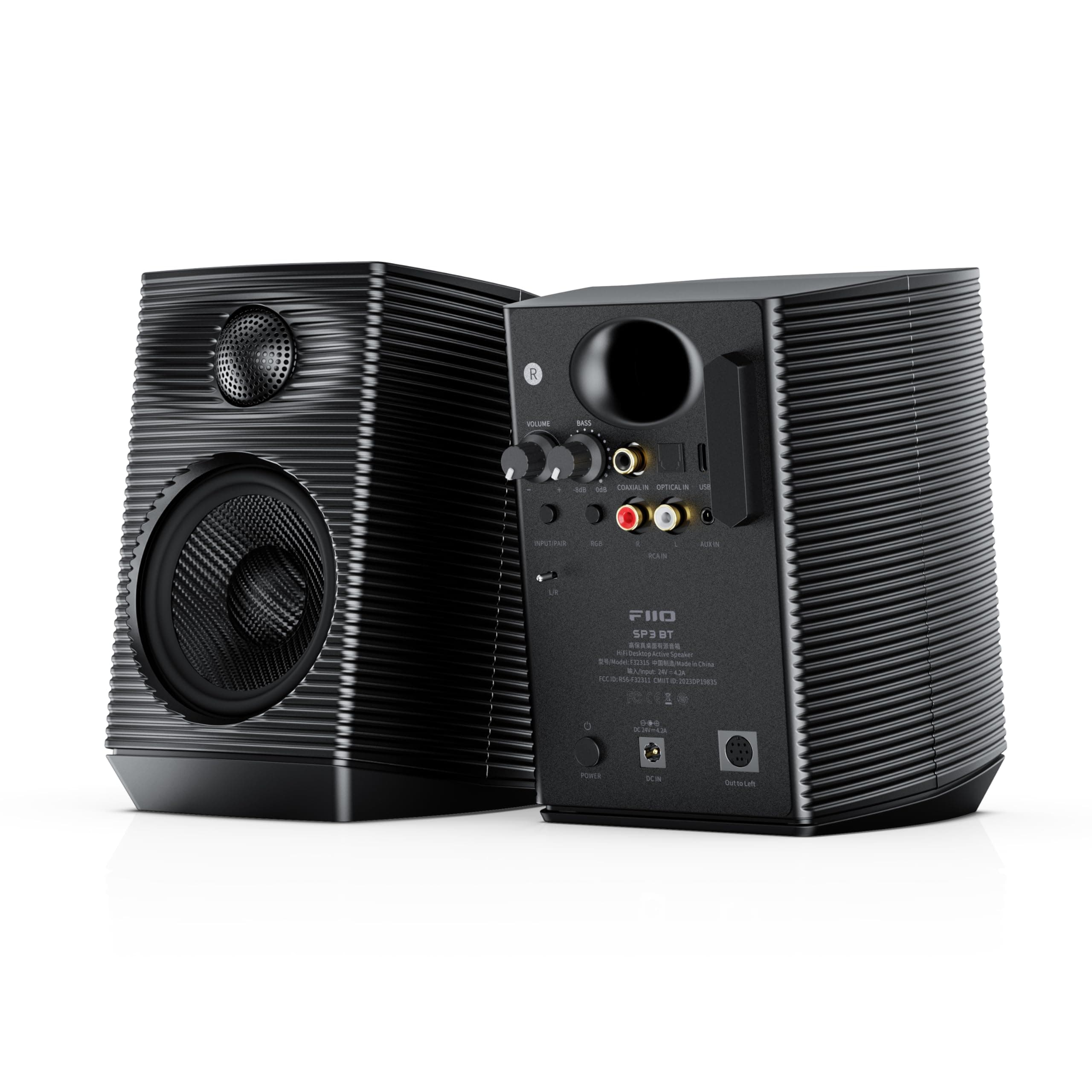 SP3 BT HiFi Bluetooth Active Desktop Speakers - 80W Stereo Computer Speakers and Home Music Sound System with AUX Audio/Coax/Optical/Type-C/RCA (Bluetooth White)