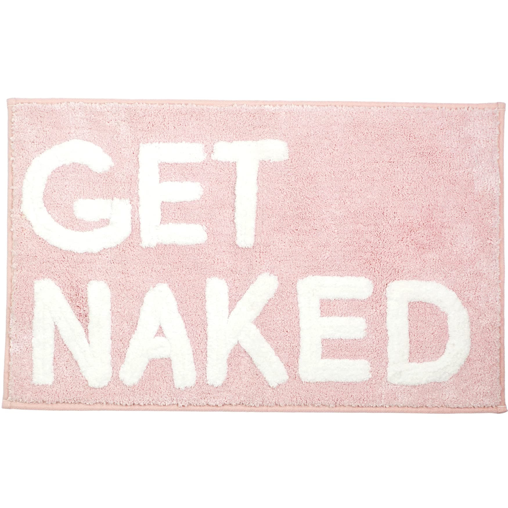Get Naked Bath Mat 20" x 31.5” - Funny Bathroom Rug, Plush Microfiber Non-Slip Backing, Machine Washable Quick-Dry Bath Decor - Pink