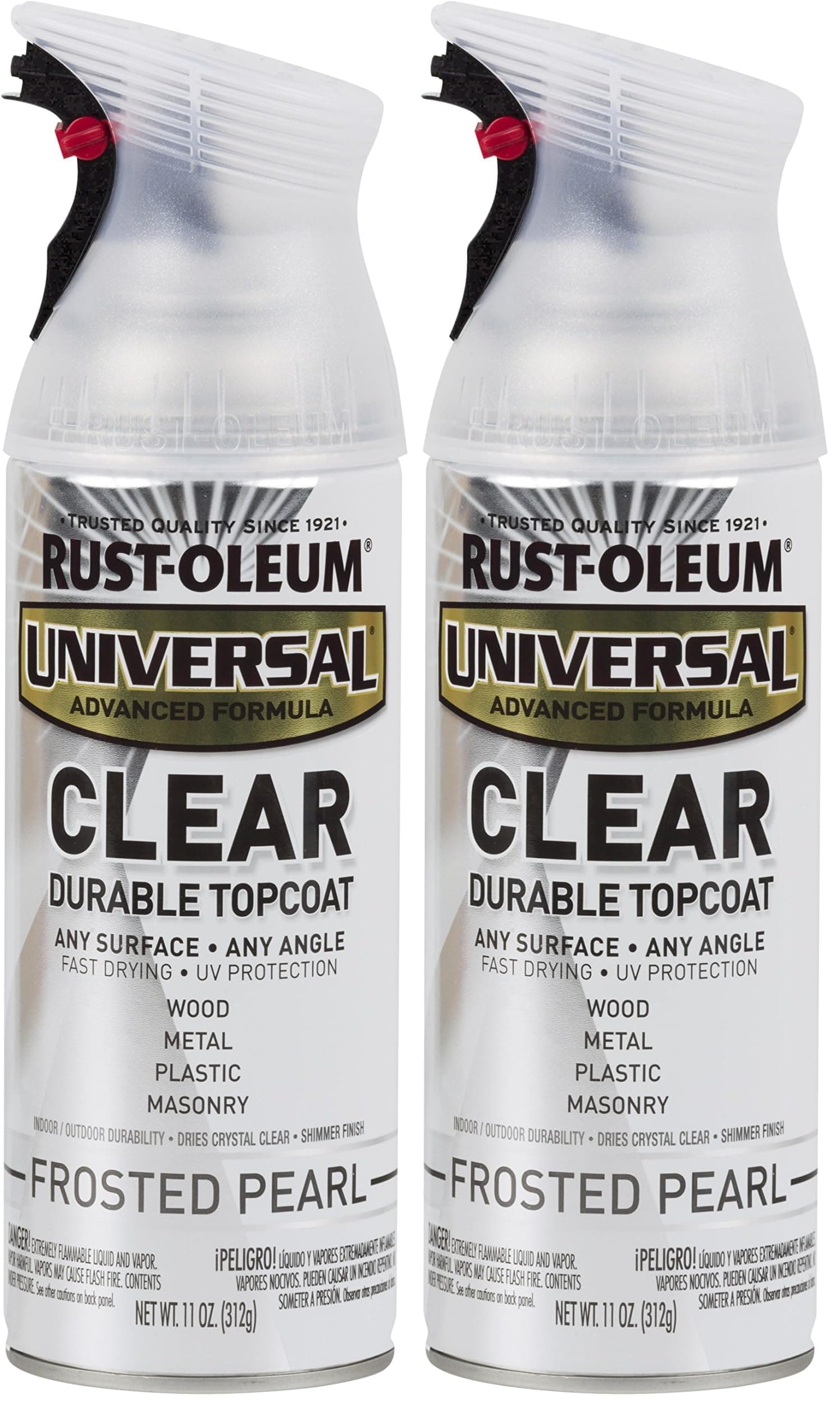 Rust-Oleum 302155 Universal All Surface Clear Topcoat Spray, 11 oz, Frosted Pearl Clear (Pack of 2)