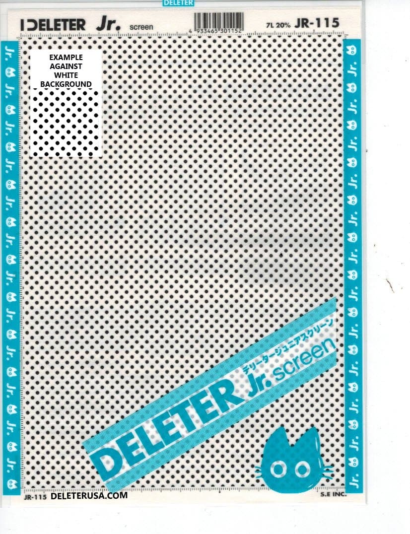 Deleter Screen Tone Jr JR-115 [Large Dot Pattern 7L/20%][Sheet Size 182x253mm (7.16"x9.96")] for Comic Manga Illustration Graphic Screentone
