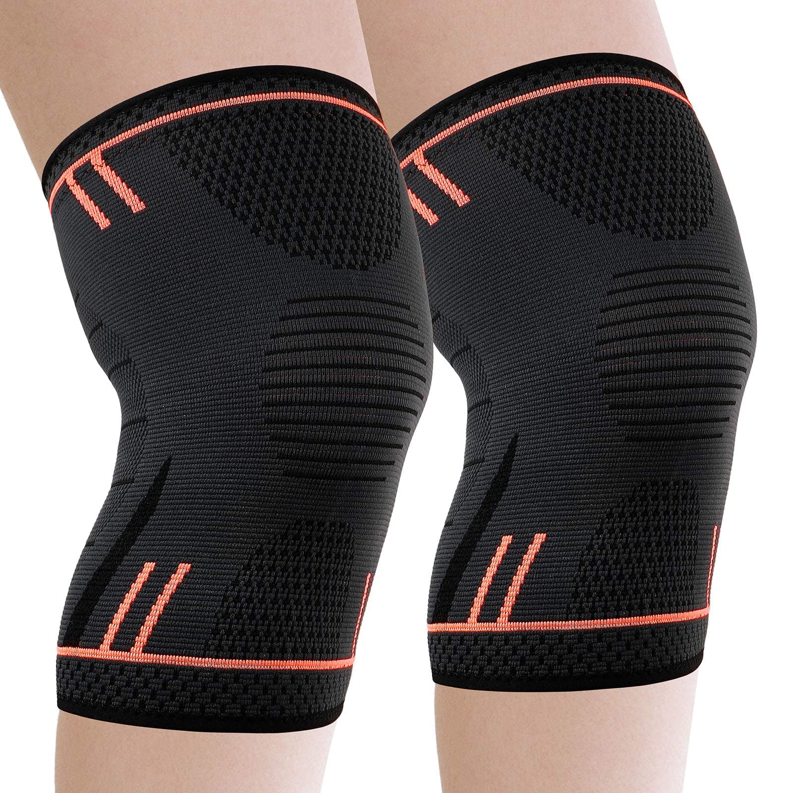Knee Support Brace 2 Pack, Compression Knee Sleeves for Arthritis Pain Relief, Joint Pain, Tendonitis, Meniscus Tear, ACL, MCL, Running, Sports, Squats, Men & Women