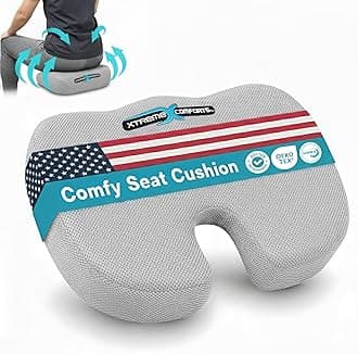 Xtreme Comforts Desk Chair Cushions for Back Support and Tailbone Relief - Memory Foam Coccyx Seat Cushion w/Handle & Bag for Home Office or Travel - Original