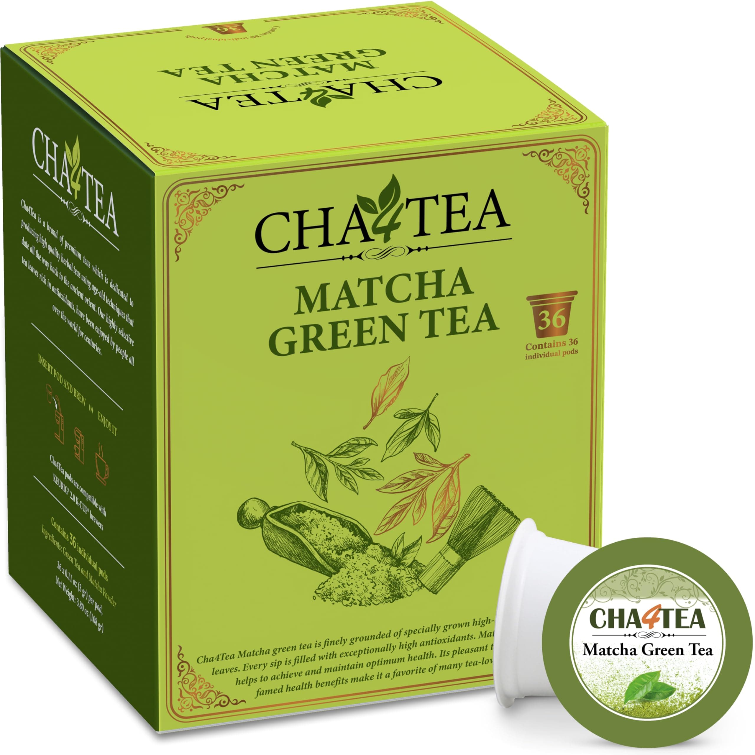 Cha4TEA 36-Count Matcha Green Tea for Keurig