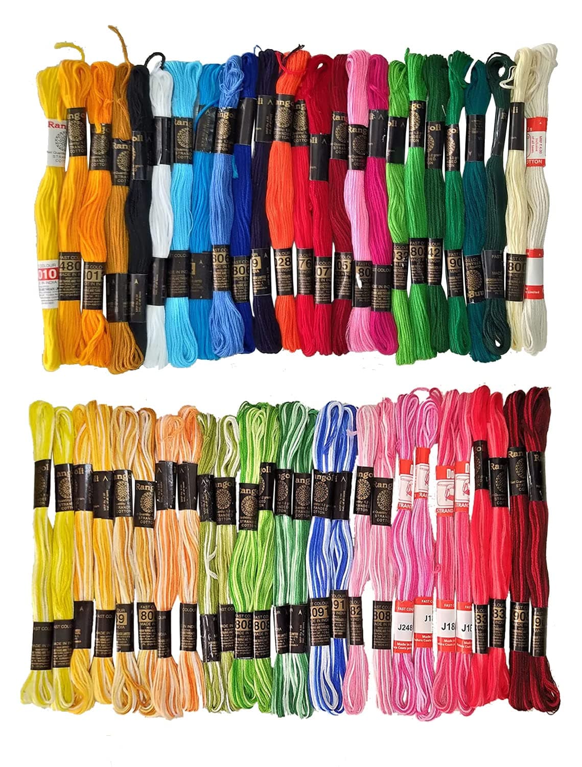 Ultimate Embroidery Thread Set: Stranded Cotton Threads Skein For Hand Embroidery&Craft.Create Masterpieces With Vibrant Colors(Multicolor With Double Shaded, Pack Of 50) - 400 Gm