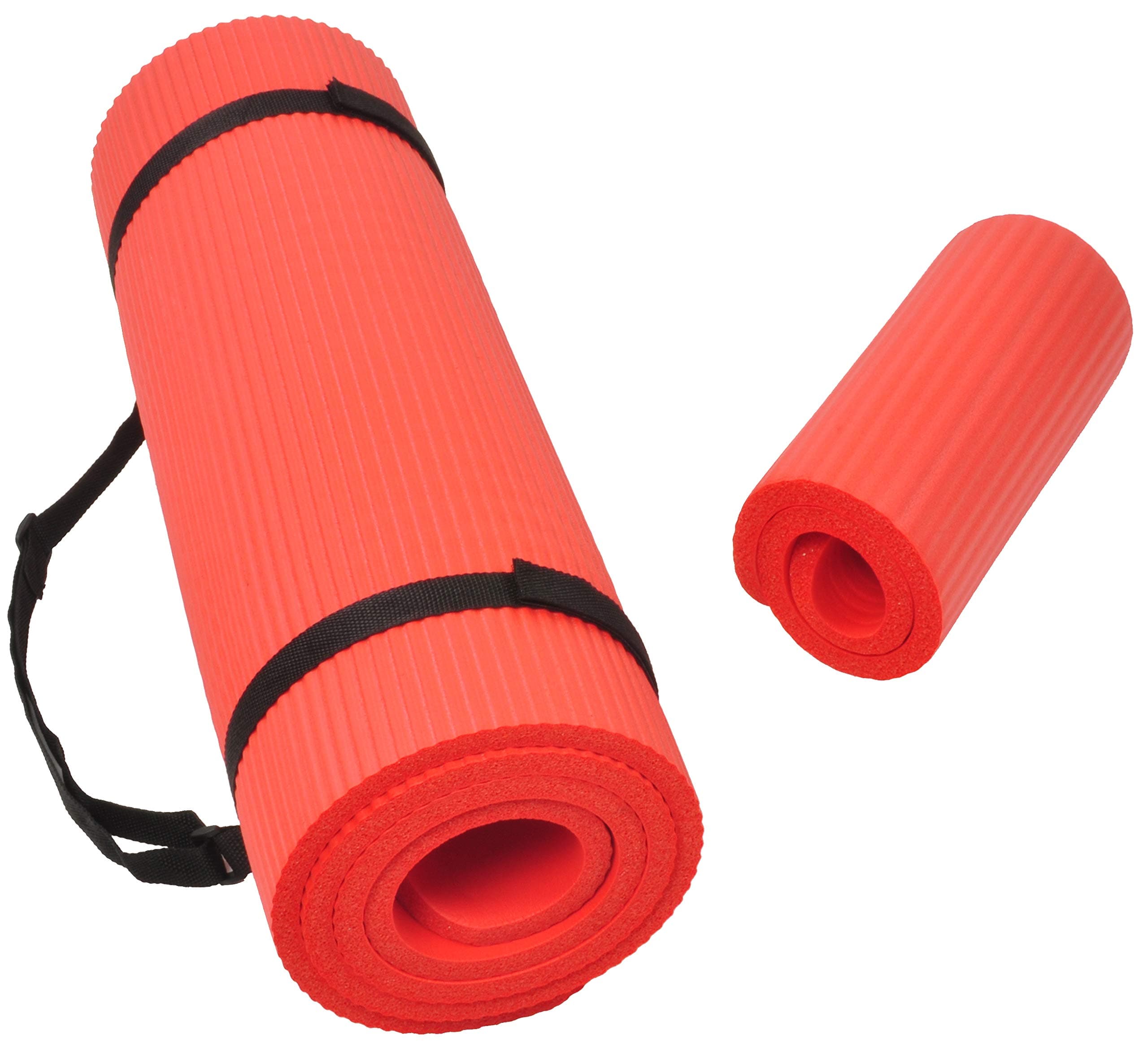 Fitvids All Purpose 1/2-Inch Extra Thick High Density Anti-Tear Exercise Yoga Mat and Knee Pad with Carrying Strap, Multiple Colors