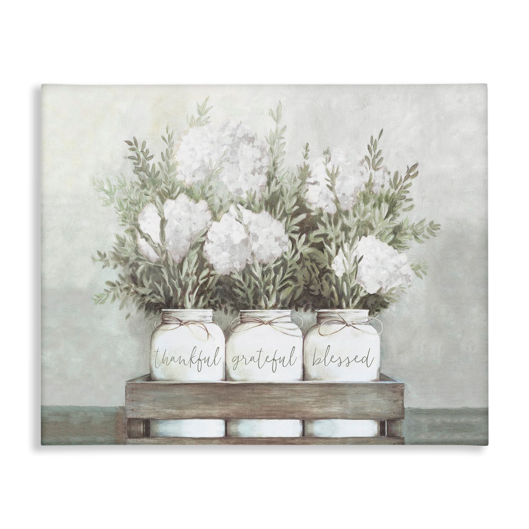 Stupell Industries Pristine Hydrangea Bouquets Thankful Grateful Blessed Sentiment, Designed by Dogwood Portfolio Canvas Wall Art, 16 x 20, Off-White