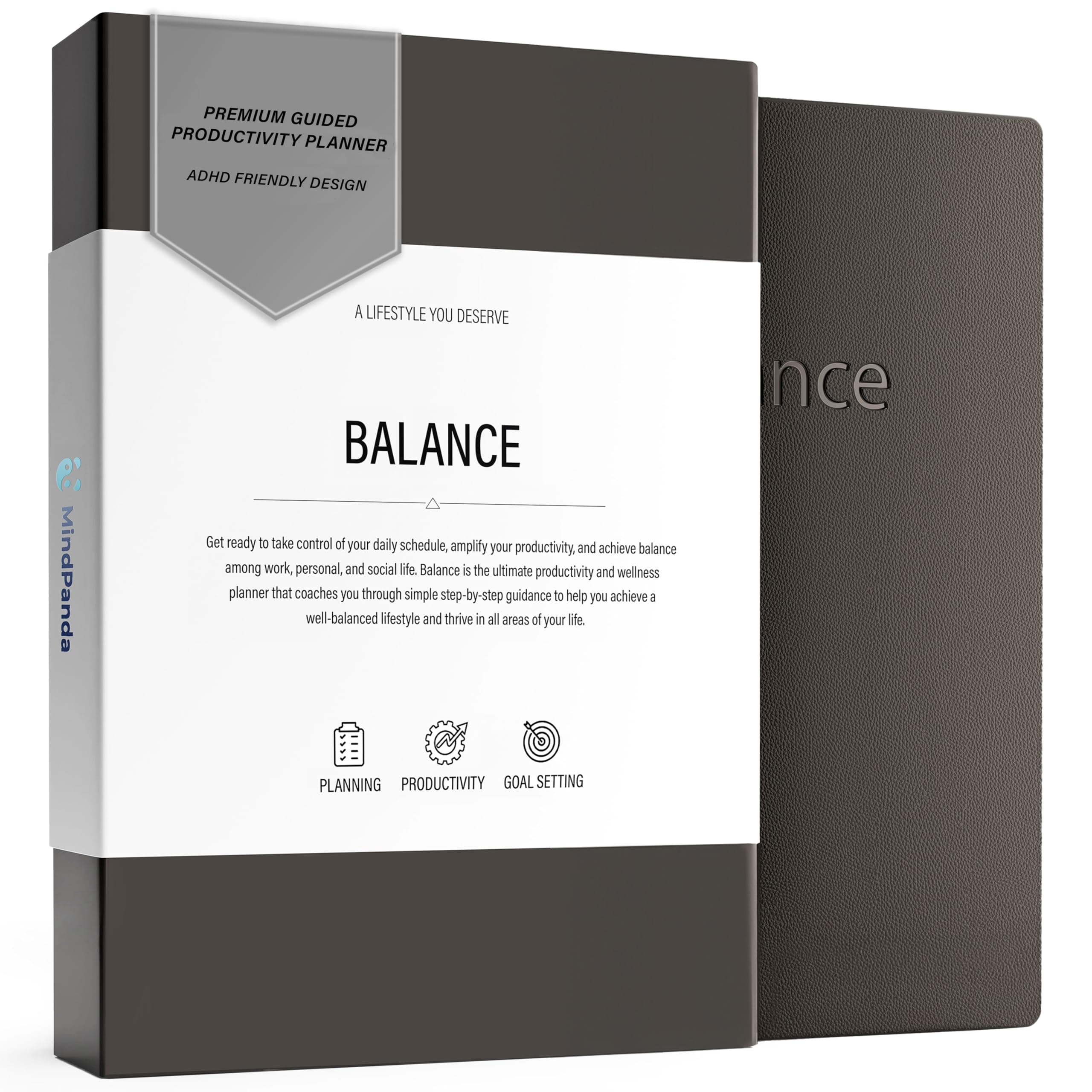 90 Day Undated Productivity Planner (A5) – Guided Goal Setting System with Daily, Weekly & Monthly Layouts, Structured Focus Framework for Work, Study & Personal Growth – MindPanda Balance