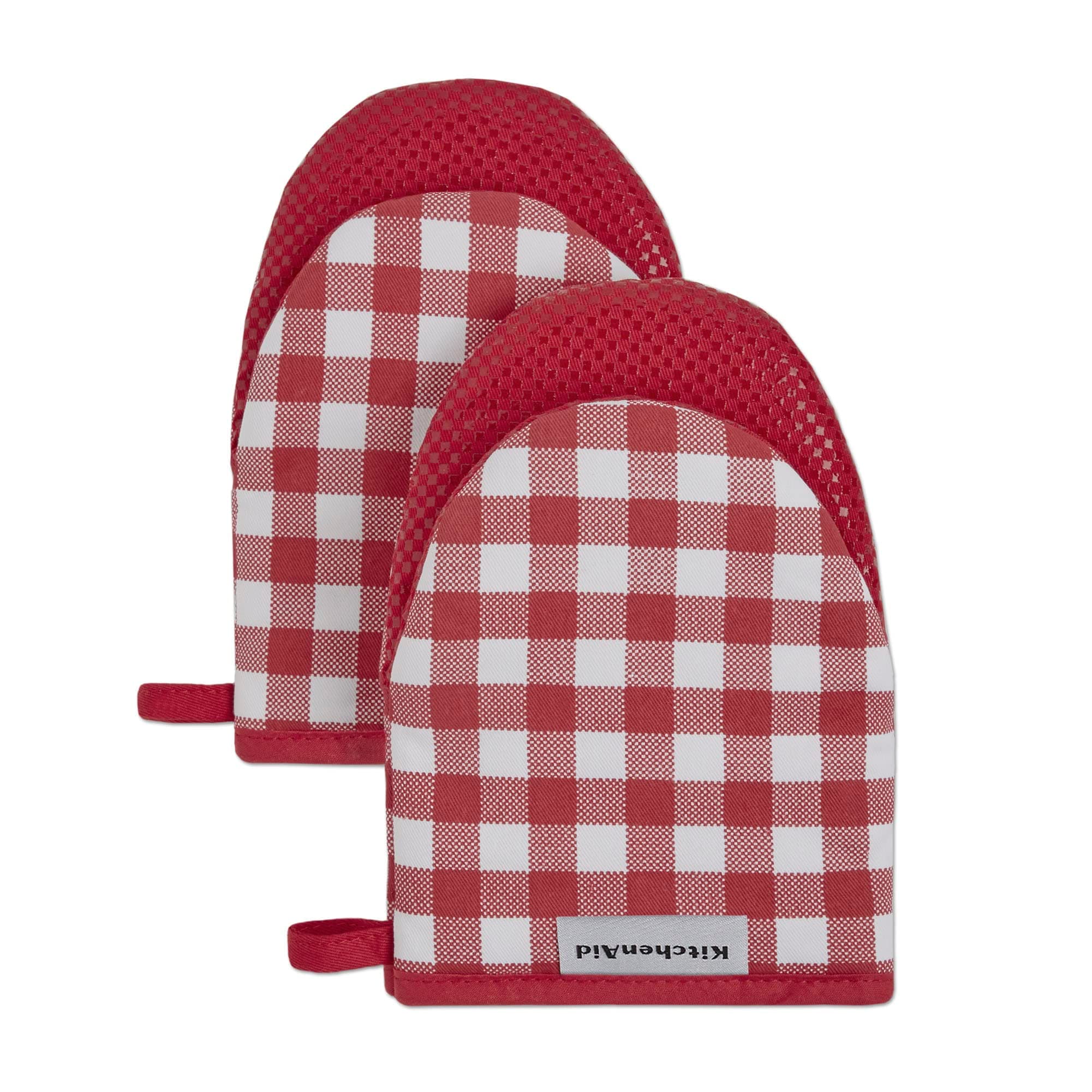 Gingham Cotton Mini Oven Mitt 2-Pack Set, Passion Red, 5.5"x8"