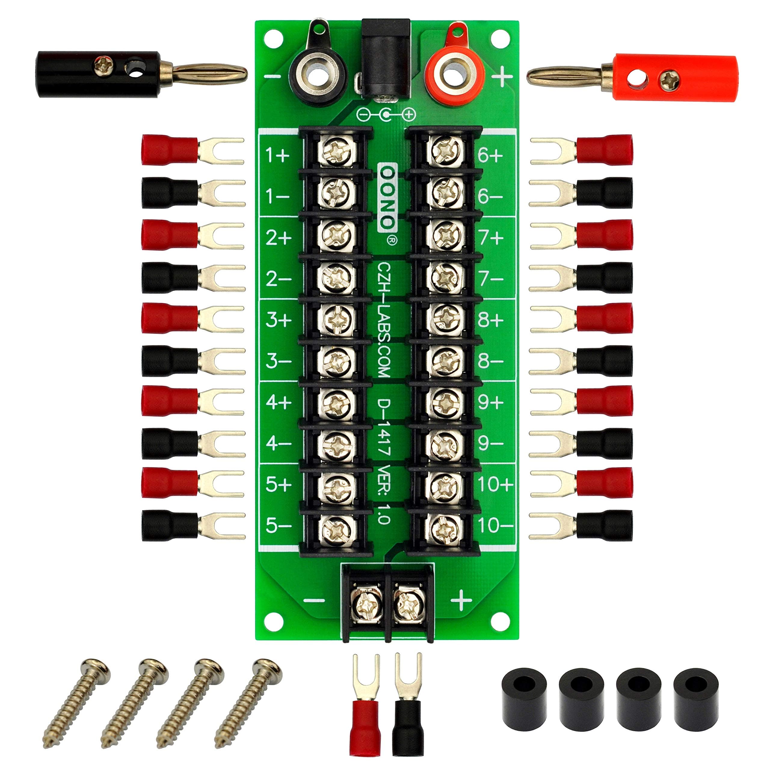 OONO 20Amp 2x10 Position Barrier Terminal Block Distribution Module for AC DC