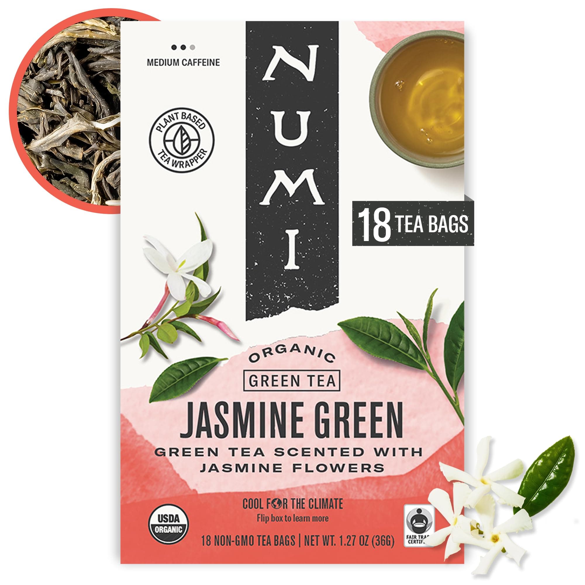 NUMI TEA, GRN TEA,OG2,JASMINE 18 BAG EA 1