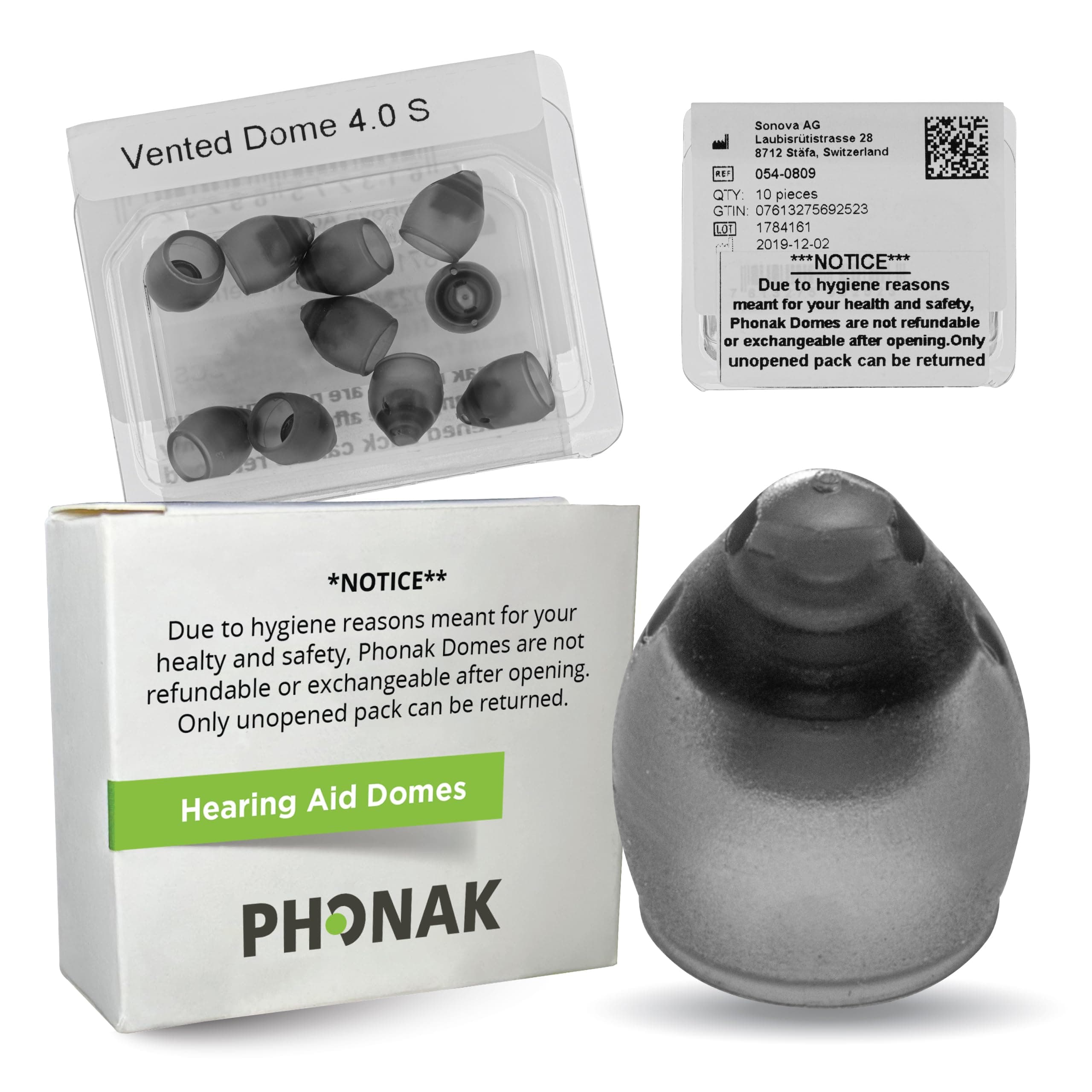 Otto Tech Phonak Vented 4.0 Dome Small (0.29 inch=7.5mm) 10 Domes, Genuine OEM Switzerland by Sonova, Hearing Aid Domes for Phonak Audeo Marvel Paradise Lumity Accessories -1 Pack/10