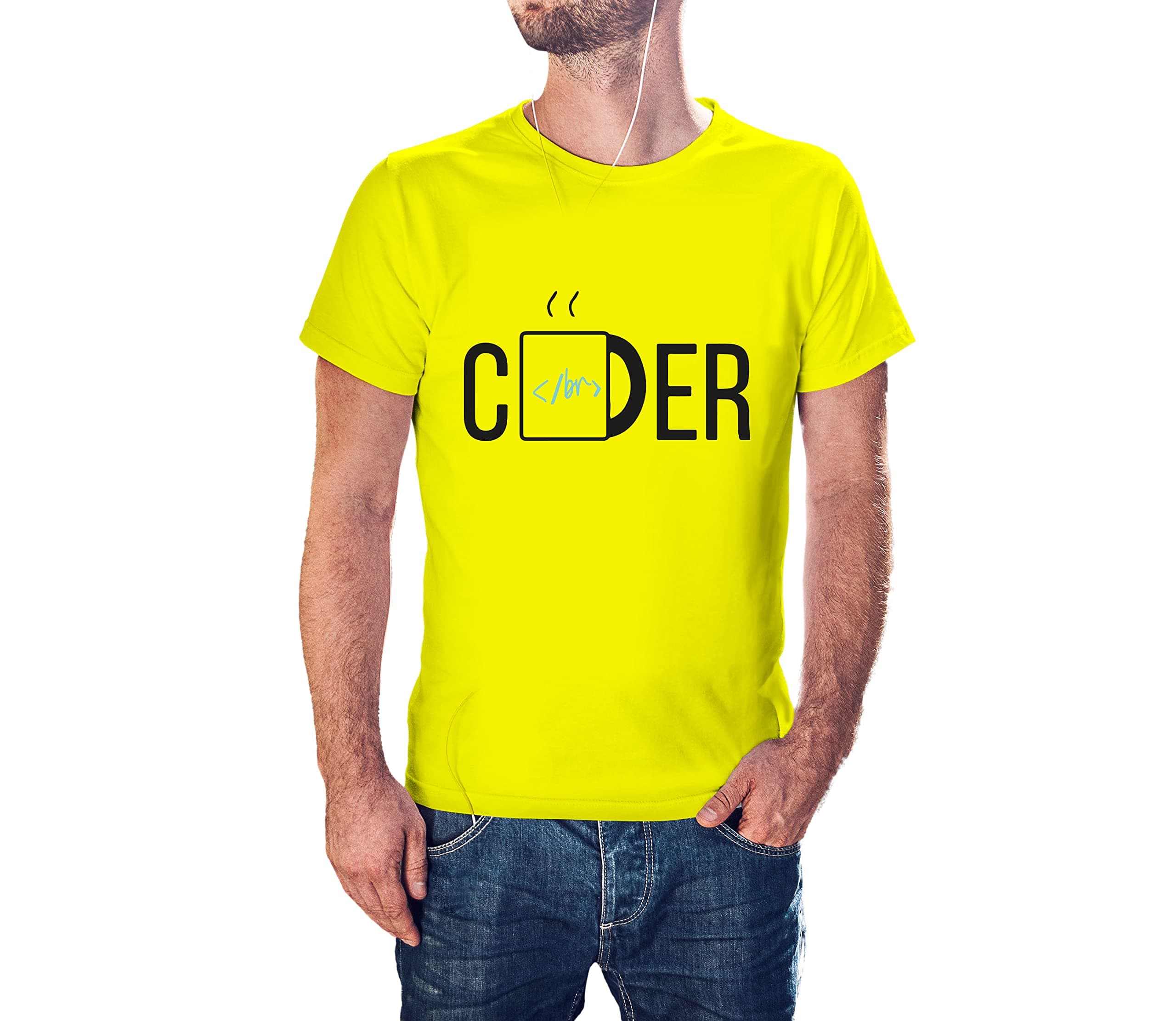 ZapCap MartCoder/BR Coffee 100% Cotton Round Neck Half Sleeve Graphic Printed T Shirt for Men Women, Coder Tshirt, Programmer T Shirt, Developer T Shirt