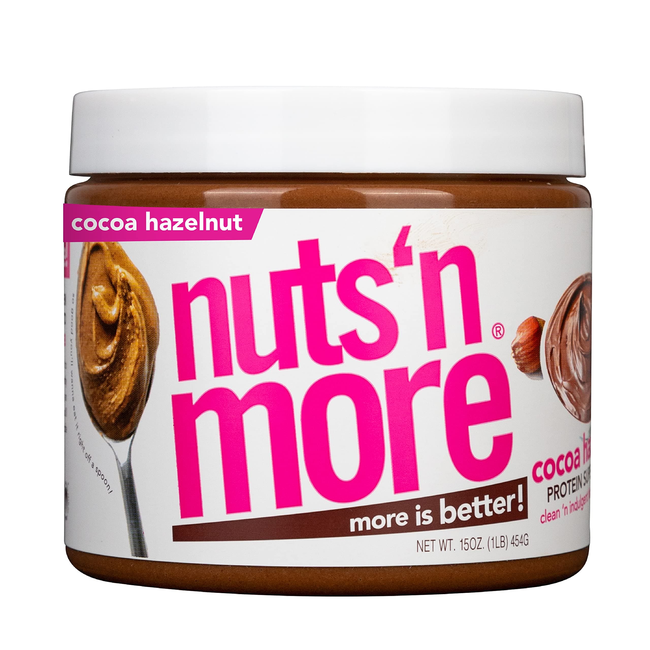 Nuts ‘N More Cocoa Hazelnut Butter Spread - High Protein, Low Carb, Low Sugar, Gluten Free, Non-GMO, All-Natural Keto Nut Butter Snack (15oz Jar)