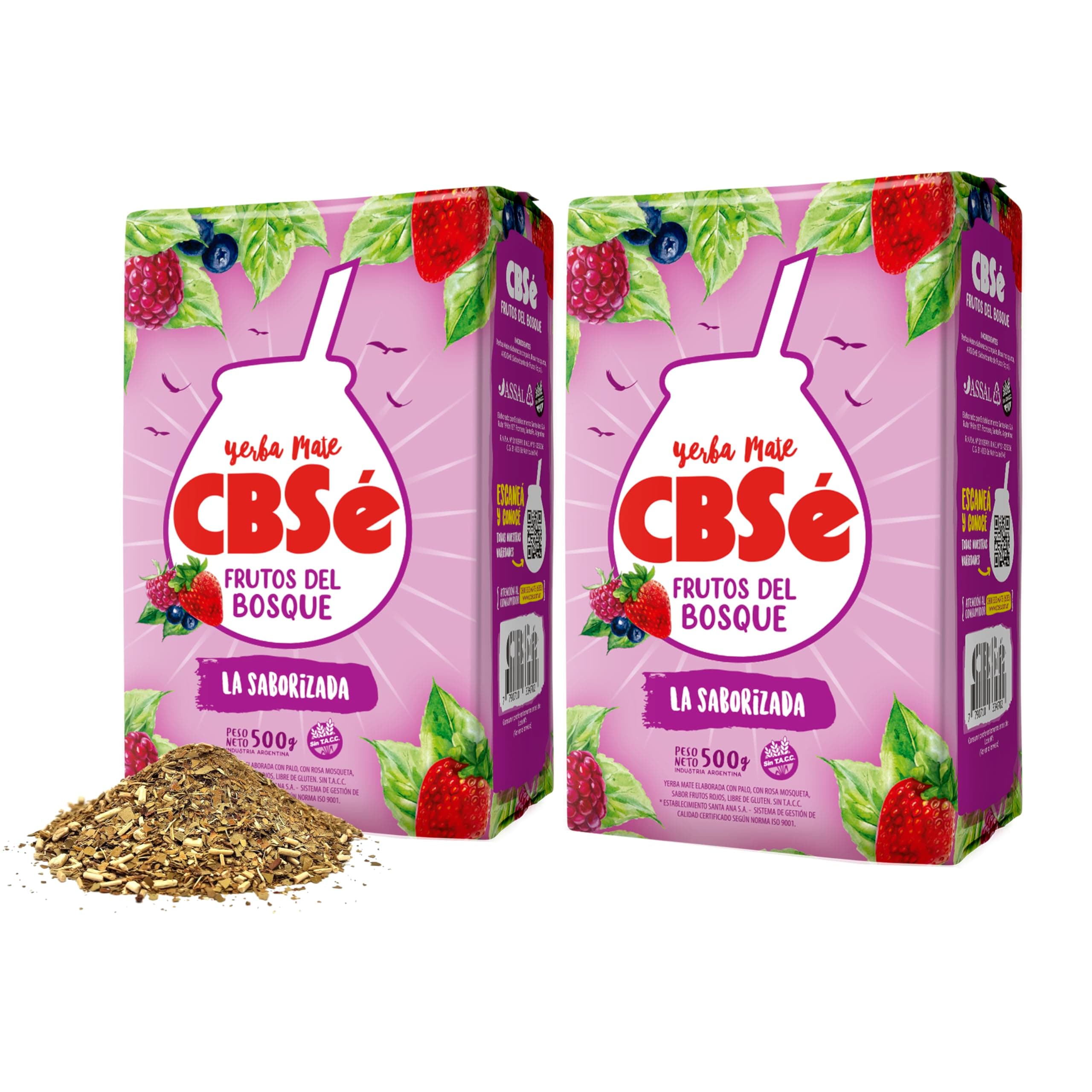 CBSé Yerba Mate Forest Fruit Blend – 2 Pack (500 g Each), Berry-Flavored Loose Leaf Yerba Mate Tea.