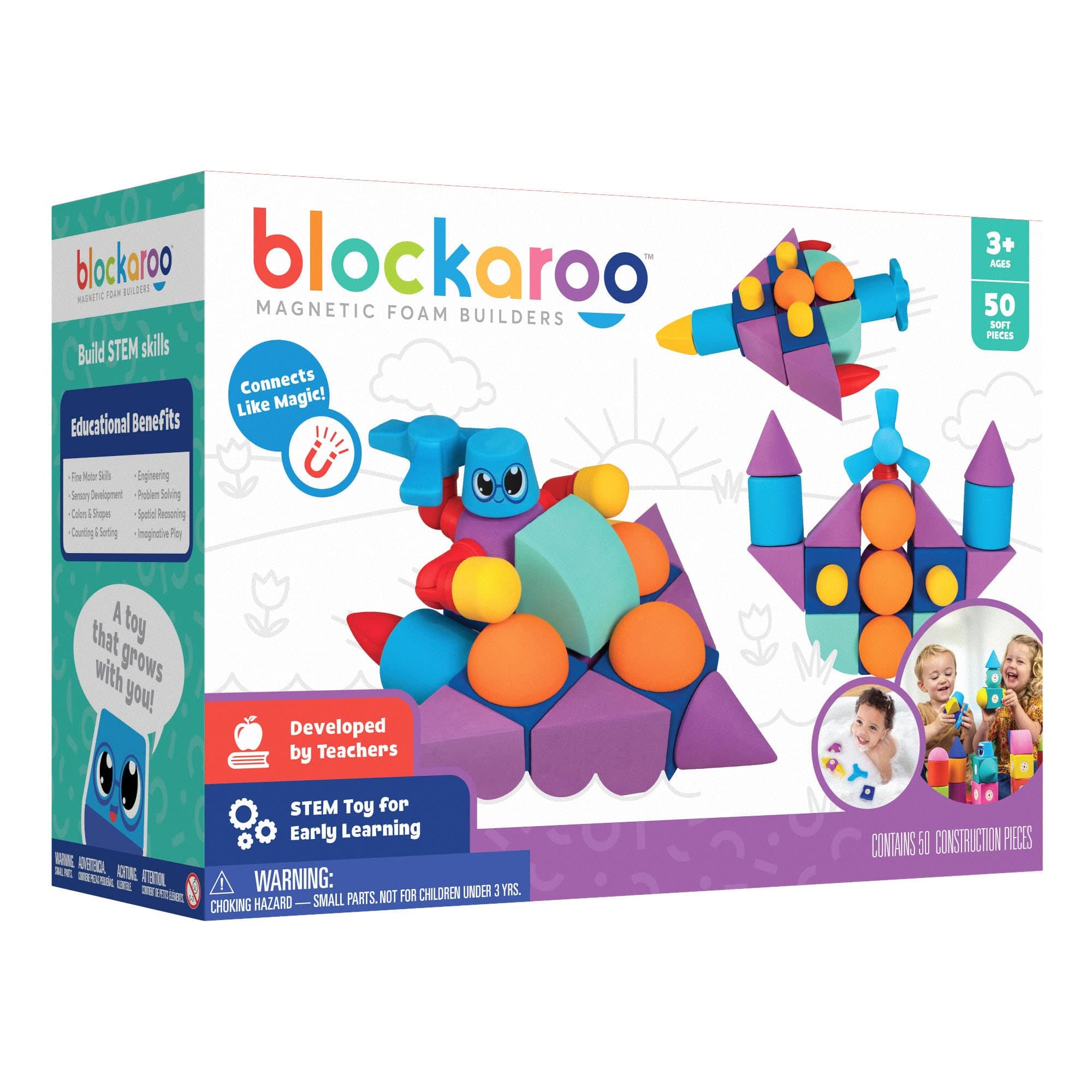 Blockaroo Magnetic Foam Blocks 50-Piece Builder Set