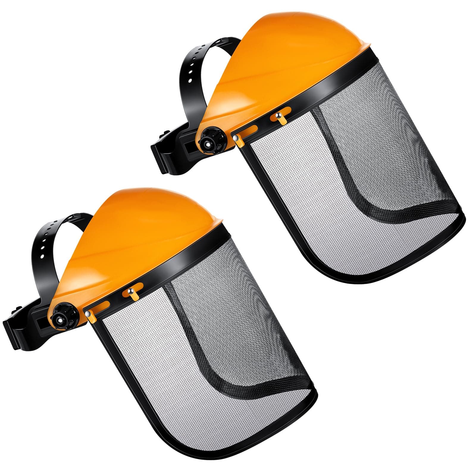 2 Pcs Safety Face Shield Adjustable Safety Helmet with Visor Chainsaw Helmet Strimmer Face Guard Face Protection Shield Forestry Hat for Gardening Logging Lawn (Orange)