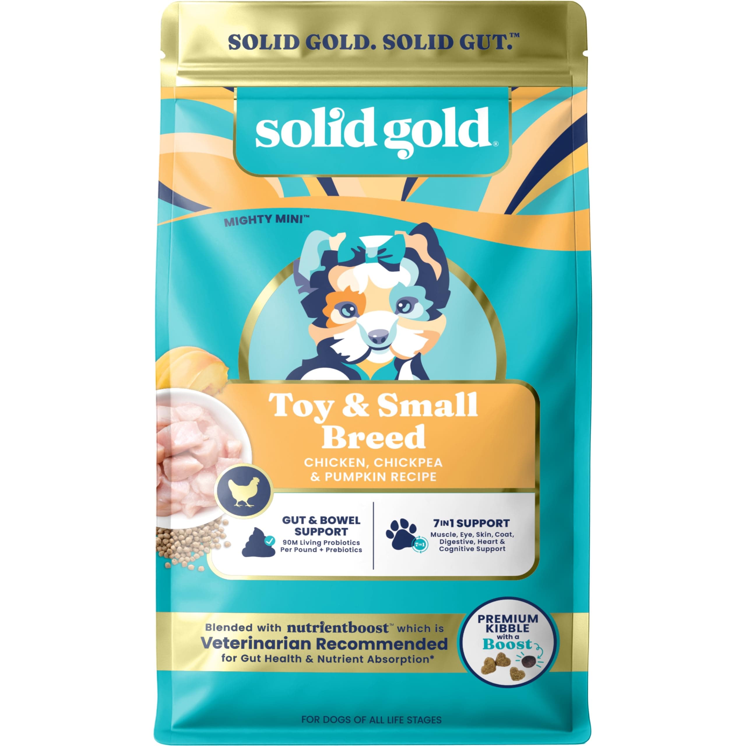 - Toy & Small Breed Dry Dog Food Small Bites – Real Chicken, Grain Free Gluten Free, High Fiber Healthy Kibble w/Probiotics for Gut Health & Digestion Support – NutrientBoost™ – 3.75LB