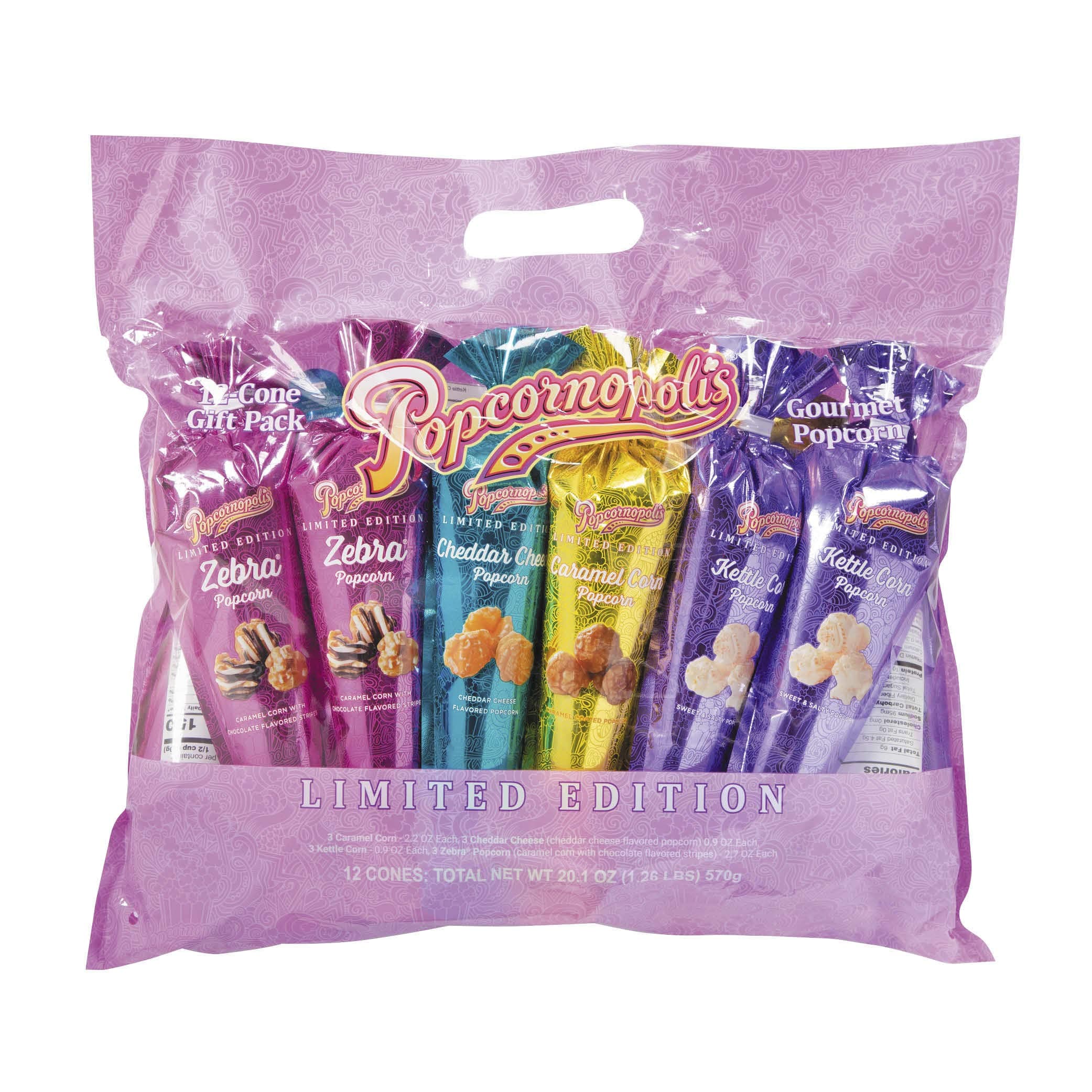 Popcornopolis Popcorn Multi Cone Snack Pack (Pastel Metallic)