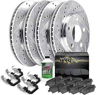 Hart Brakes Front Rear Brakes and Rotors Kit |Front Rear Brake Pads| Brake Rotors and Pads| Ceramic Brake Pads and Rotors - PHCC.63059.02