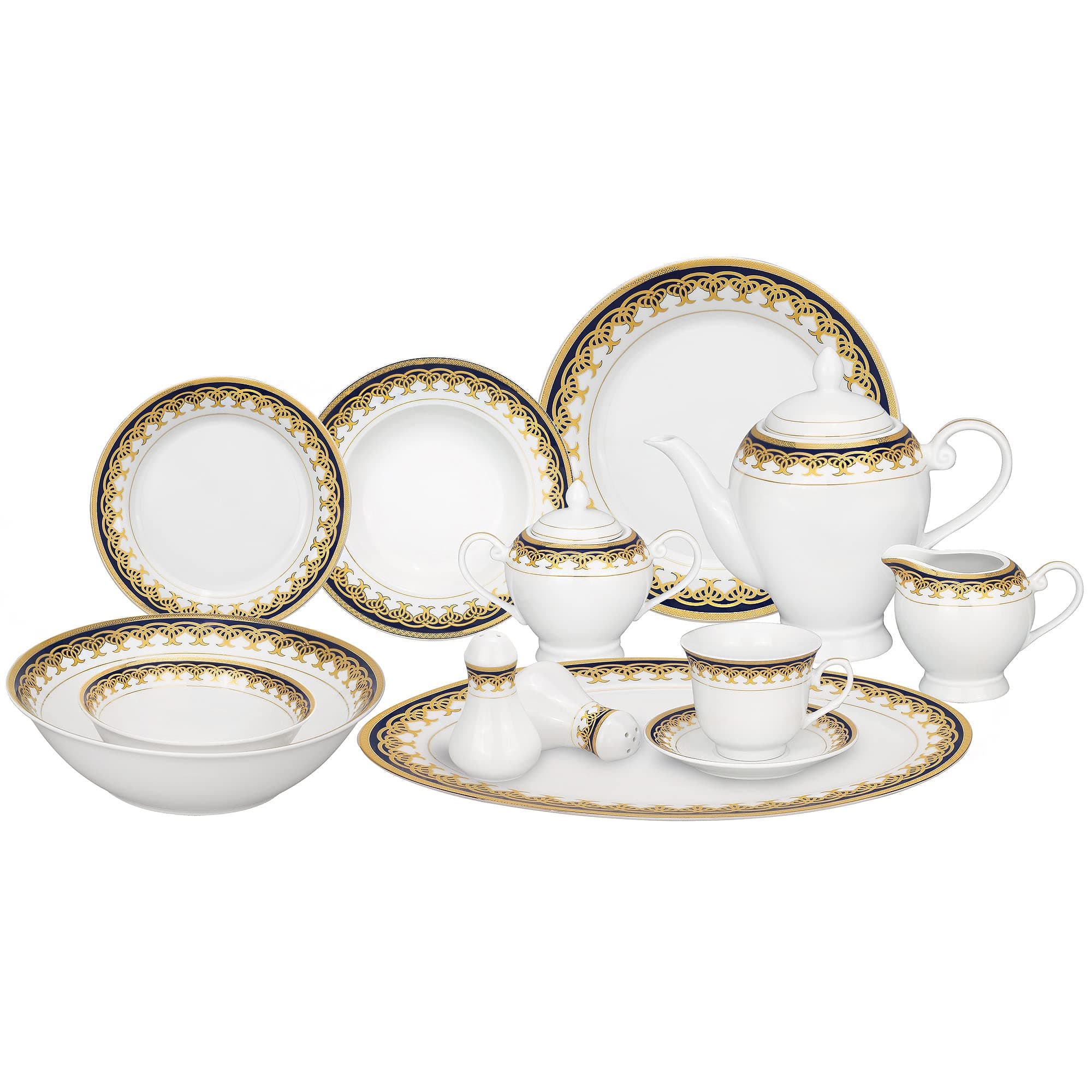 57-Piece Porcelain Dinnerware Set, Iris, Service for 8