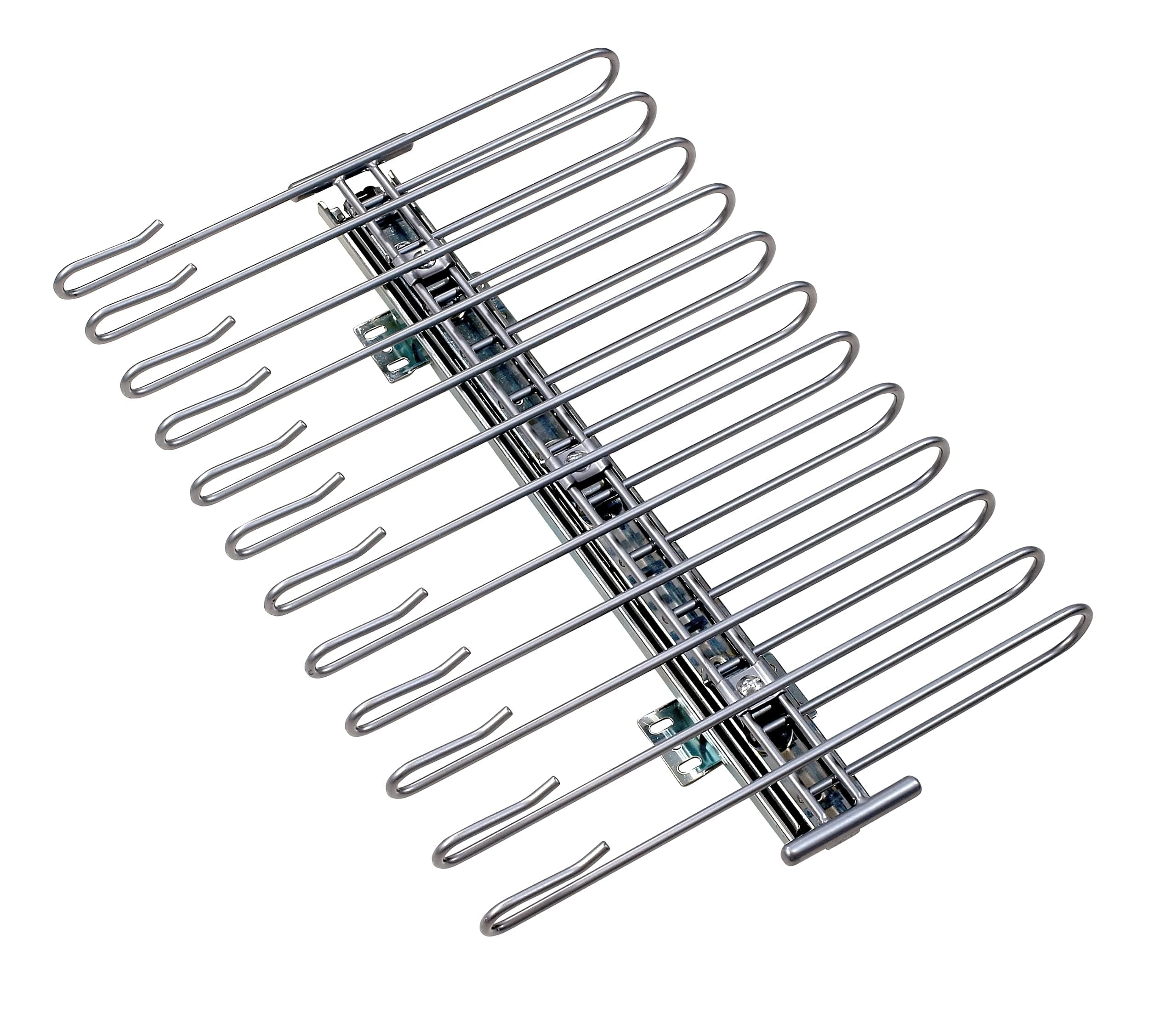 WENKO, Pull-Out Wardrobe Element Trouser Hanger, Chrome, Space Saving Home Wardrobe Storage, 12-in-1 Multifunctional Organizer, 33x10x47cm, Silver