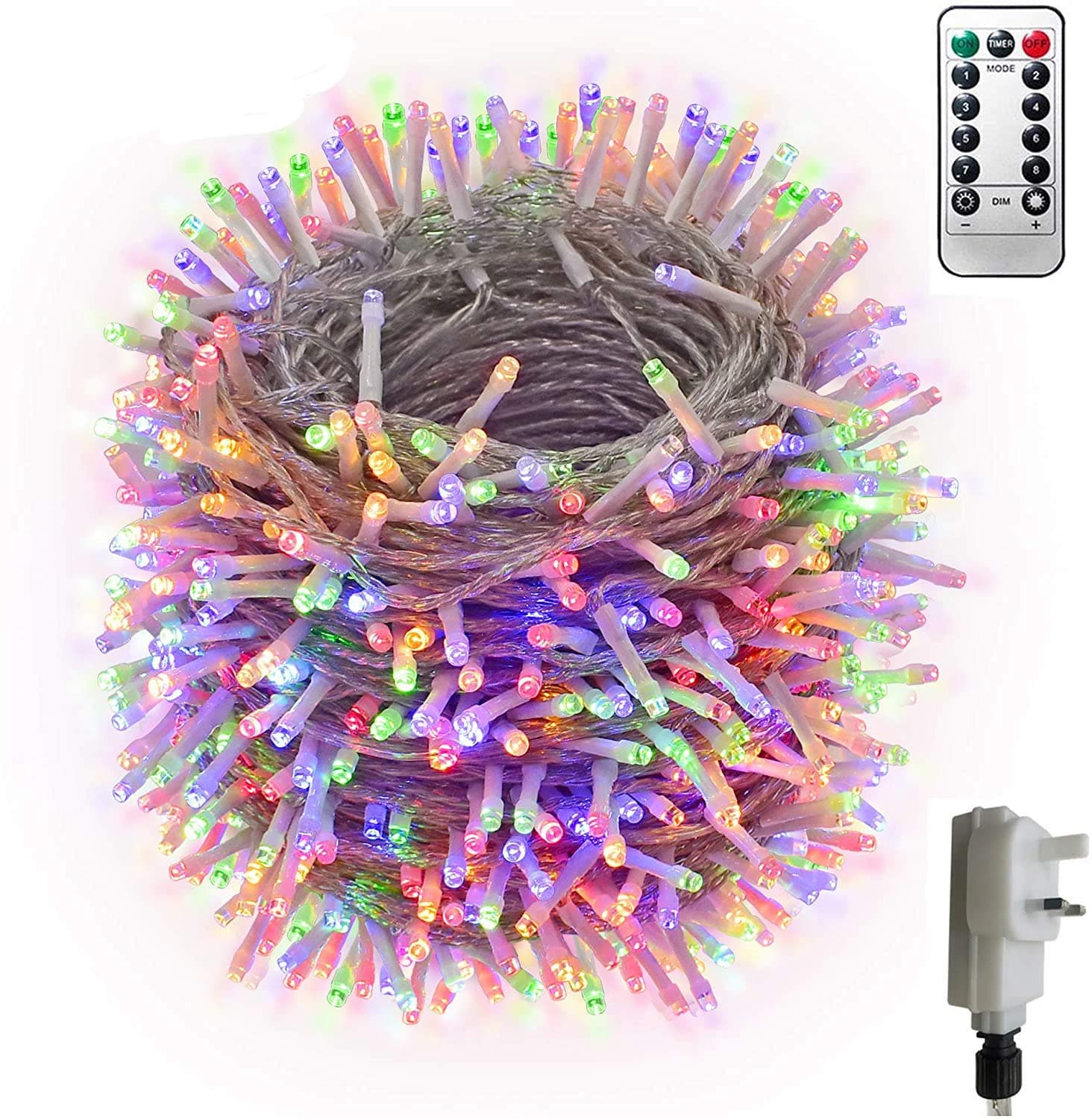 KNONEW String Lights 1000 LED 394ft/120M 8 Lighting Modes Indoor Outdoor Christmas Fairy Lights Remote and Timer for Home, Christmas, Wedding, Birthday, Party, Room, Tree Decorations (Color)