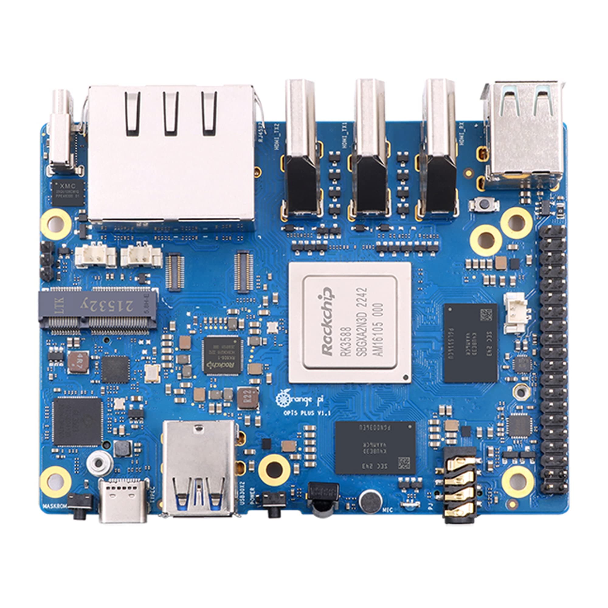 Orange Pi 5 Plus 16G RAM Single Board Computer RK3588 PCIE Module External WiFi-BT SSD 8K Orange Pi5 Plus Demo Development Board