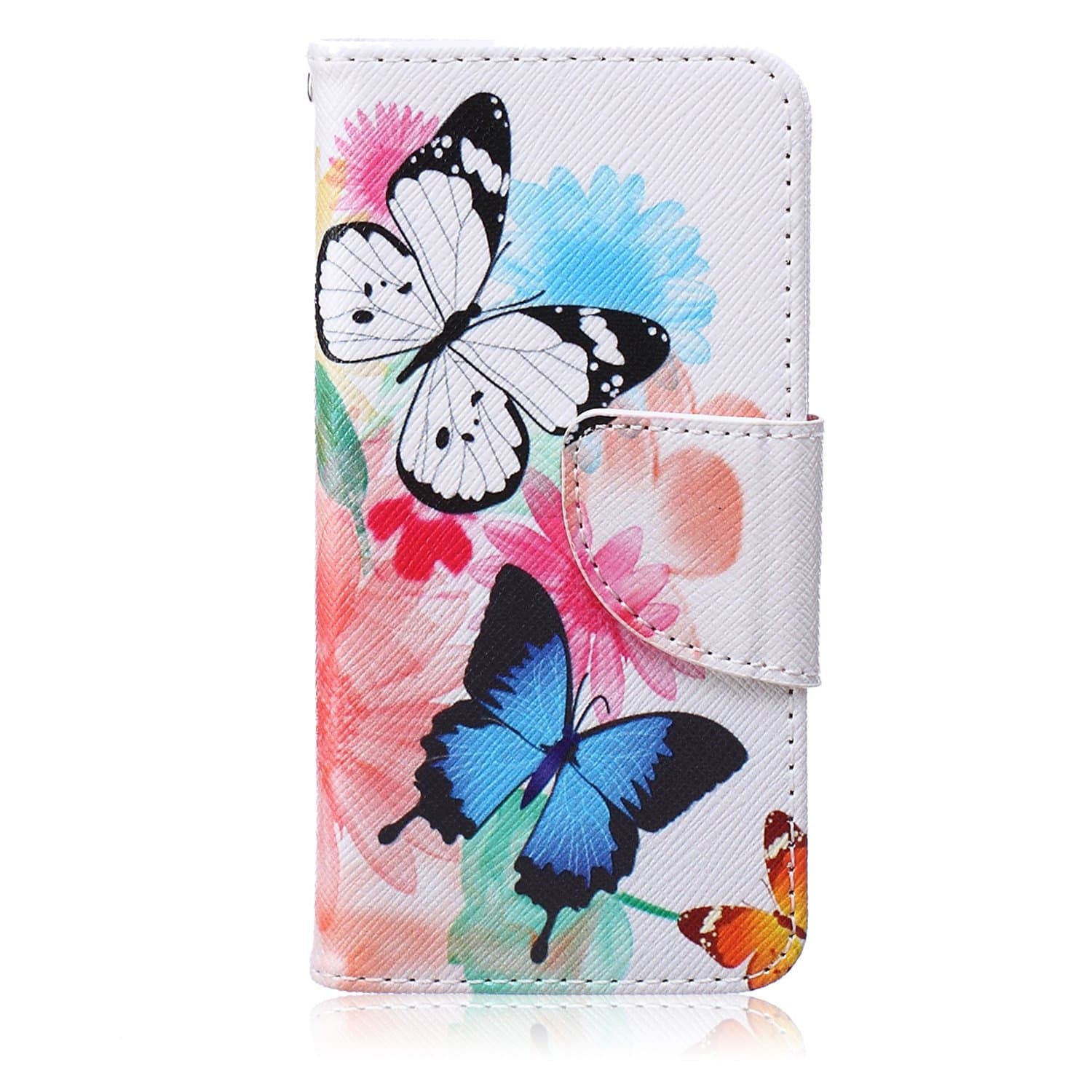 iPod Touch 5 Case, iPod Touch 6 Case, Shanmei PU Leather Folio Wallet Flip Case, [Stand Feature] [Card Slots] [Magnetic Closure] Cover Case for Apple iPod Touch 5th 6th Generation (Colorful Butterfly)