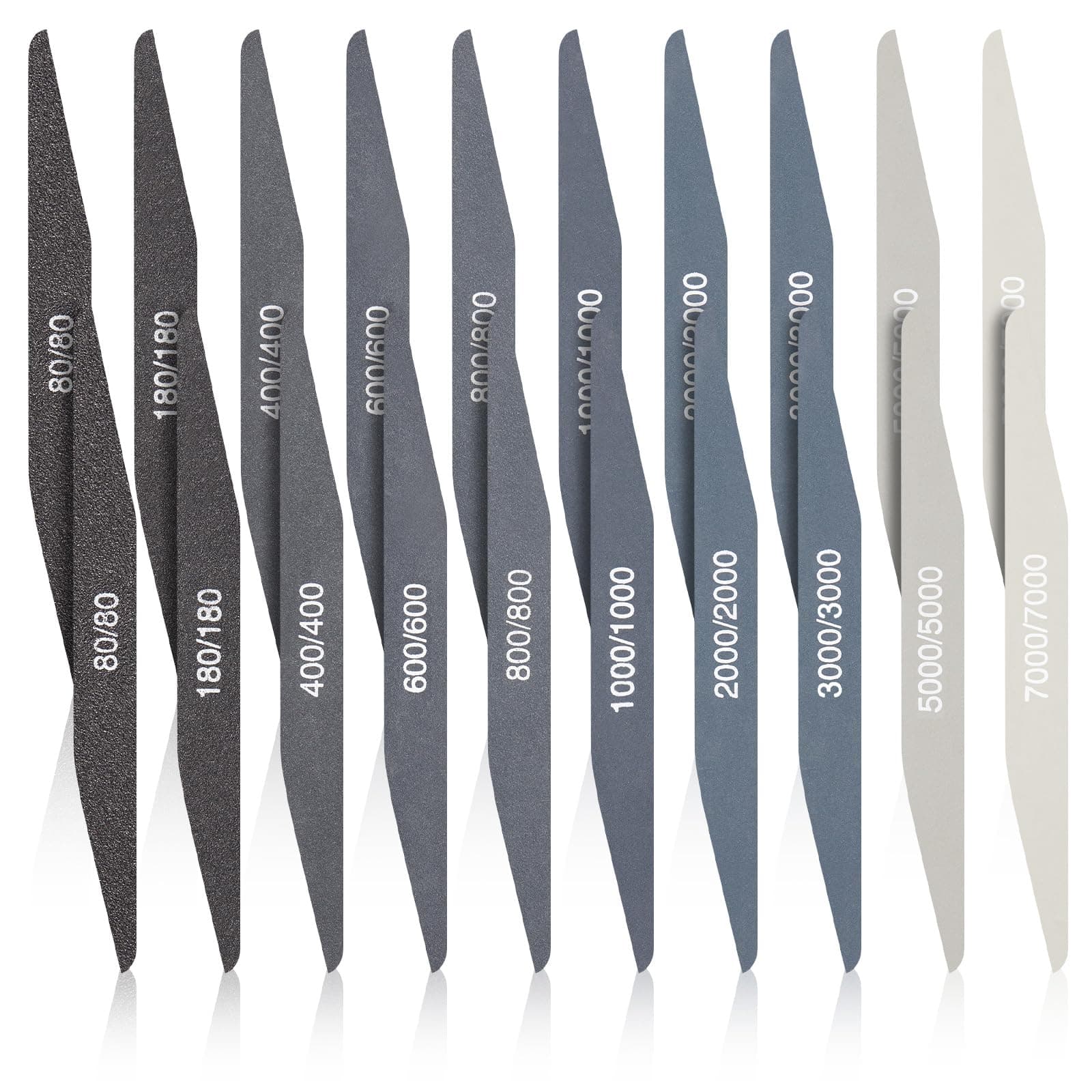 20 Pcs Sanding Sticks for Plastic Models 3D Print Polishing Sticks Assorted Metal and Wood Sanding Tools Accessory for Model Craft Amateur Beginner(Low Grits Rating,Double Angle Shape)