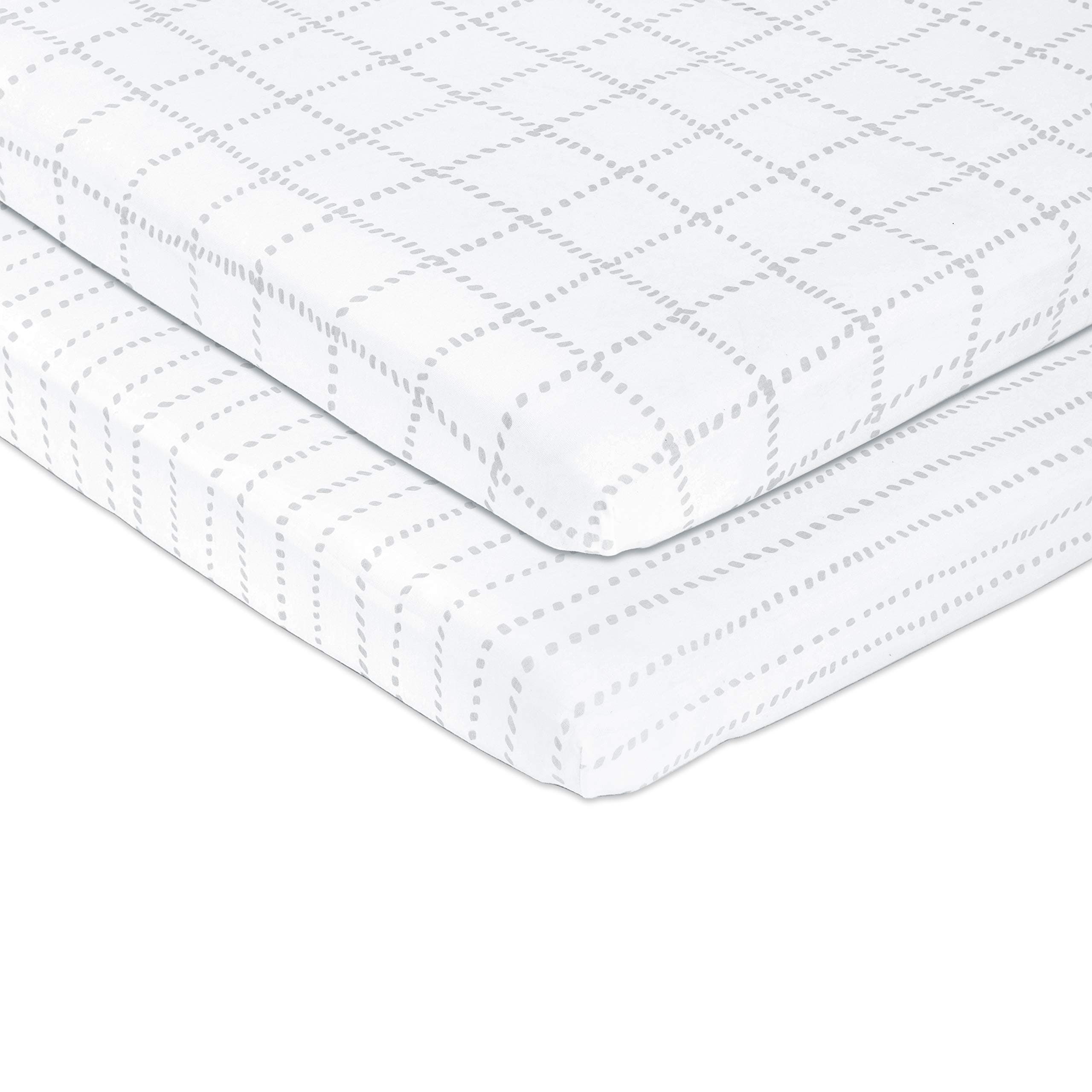 Pack N Play, Mini-Crib Sheet 2 Pack - Jersey Knit Cotton for Baby Boy or Baby Girl, Grey