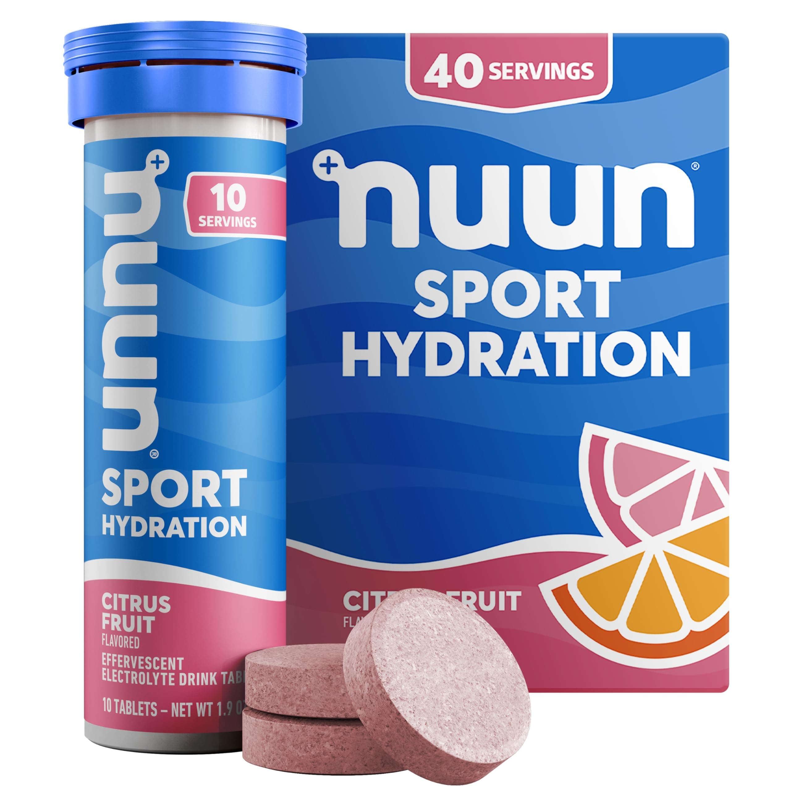 New Nuun Active: Hydrating Electrolyte Tablets, Citrus Fruit, Box of 4 Tubes by Nuun