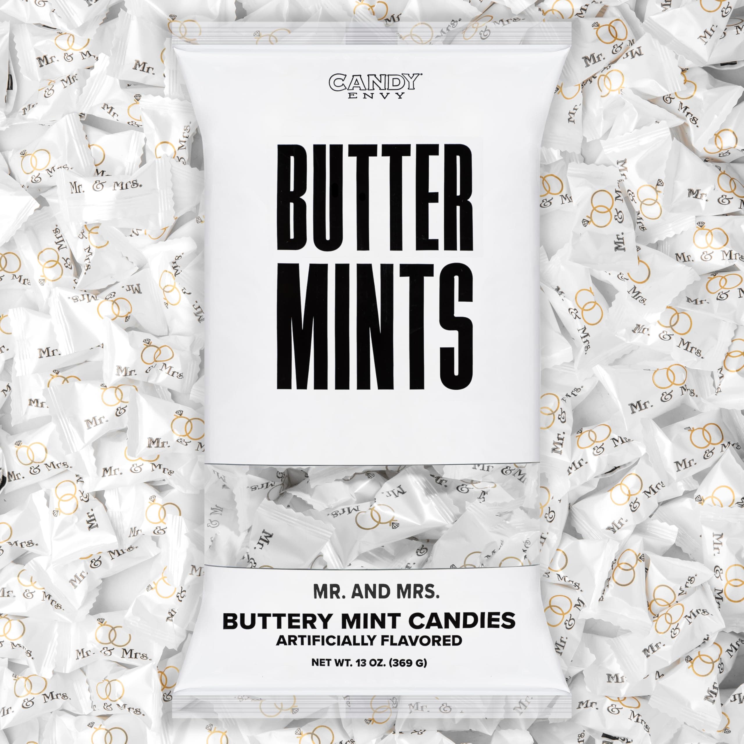 Buttermints - 13 oz. bag - about 100 individually wrapped mints (Mr and Mrs)