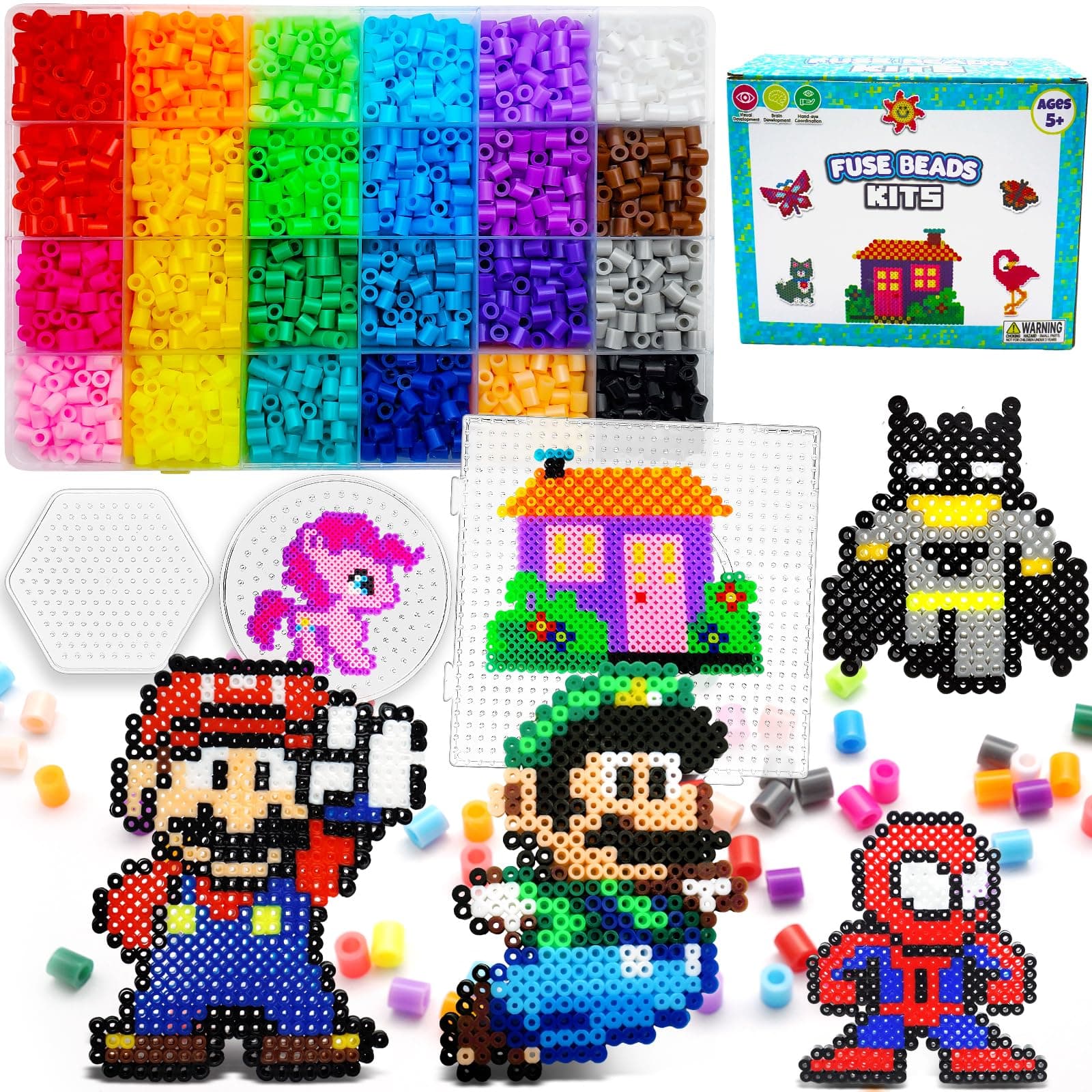 5200 5mm Fuse Beads Kit - 24 Colors | 66 Patterns, Easter Crafts Toys for Girls Ages 8-12, Arts and Crafts for Kids Ages 6-8, Gifts for Girls Boys Age 5 6 7 8 9 10 11 12 Year Old