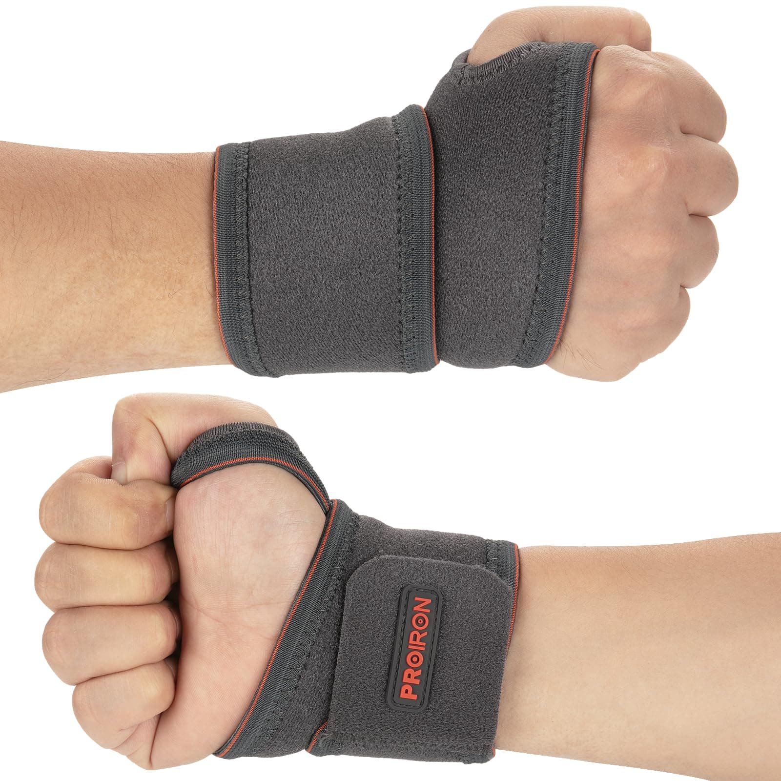 PROIRON Wrist Support Right Left Hand, Elastic Wrist Straps Support, Wrist Compression Support Adjustable Wrist Brace for Tendonitis, Sprains, RSI, Pain Relief, Carpal Tunnel, Gym, Arthritis, SportsOEKO-TEX STANDARD 100