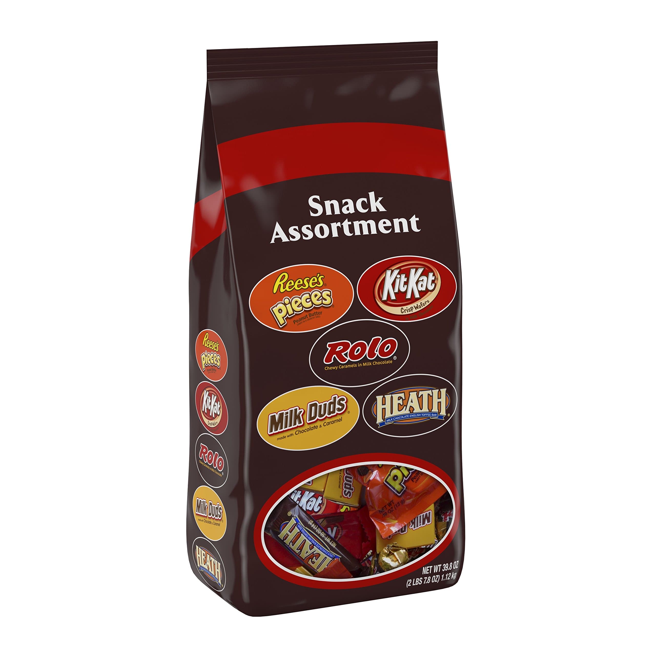 HERSHEY'S Chocolate Candy Snack Size Assortment (Reese's Pieces, Kit Kat, Rolo, Milk Duds, Heath) 39.8 Ounce Bag