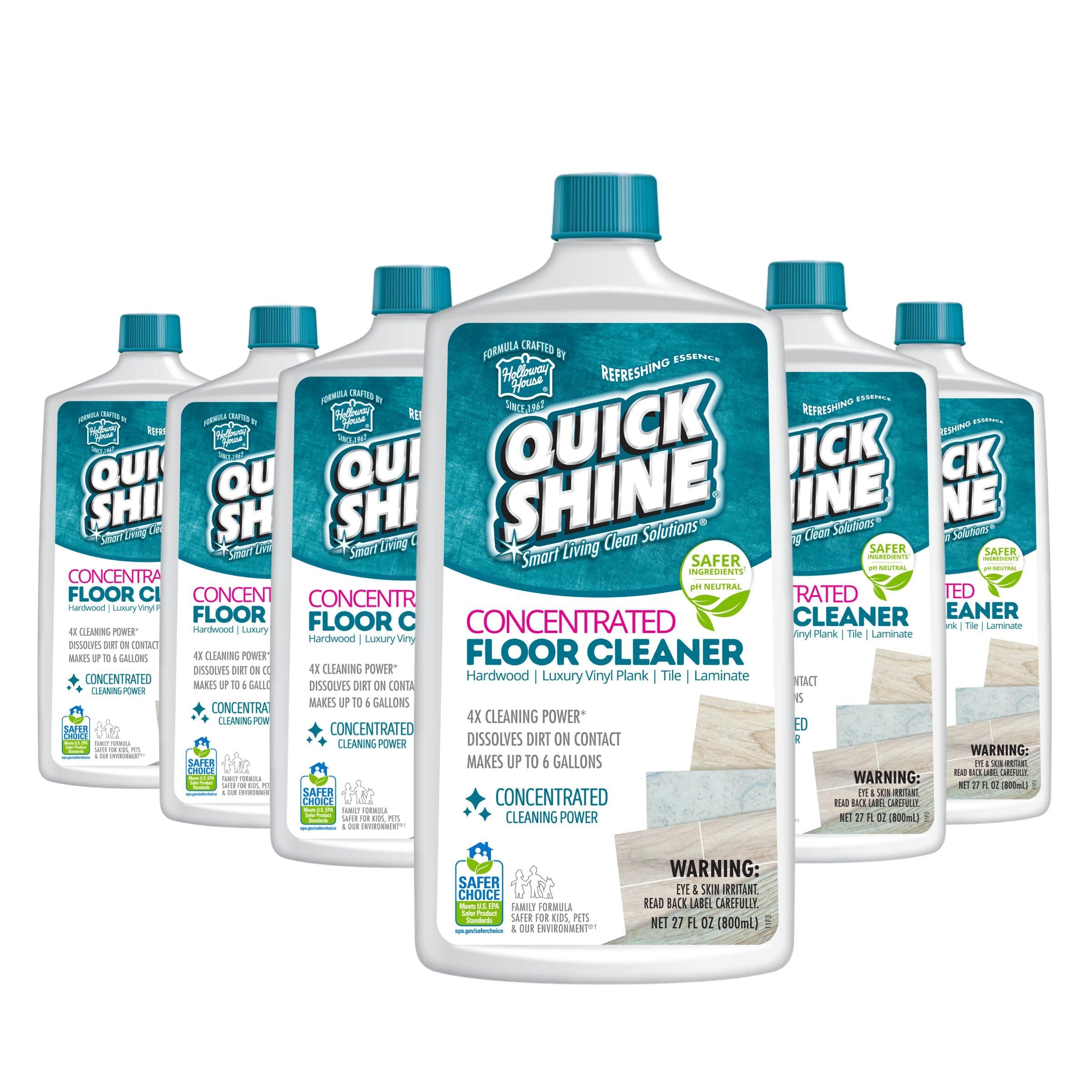 Multi Surface Concentrated Floor Cleaner 27oz, 6Pk | Use on Hardwood, Laminate, Luxury Vinyl Plank LVT, Tile & Stone | Dirt Dissolving & Powerful Cleaning | Each Bottle
