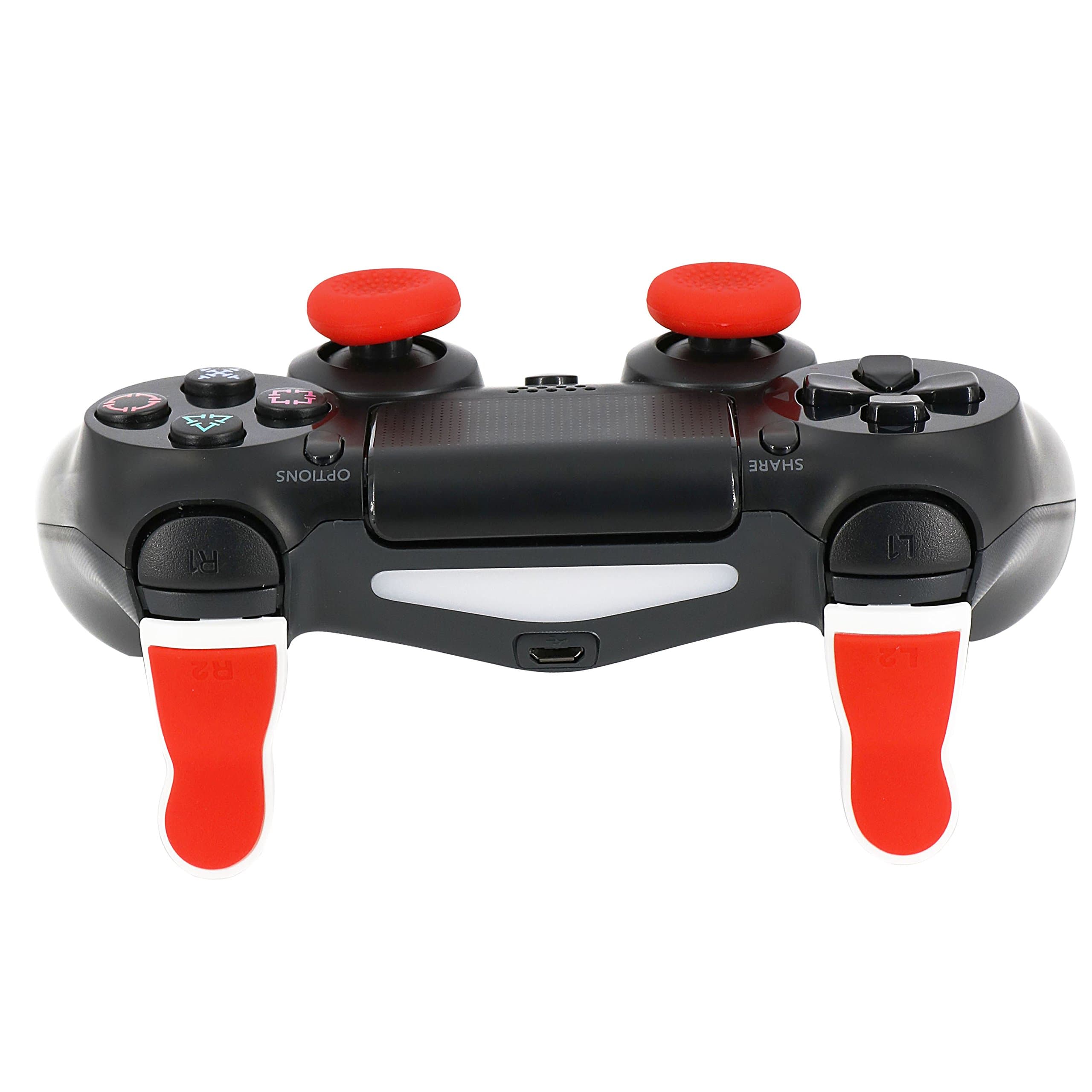Trigger Extenders for PS4 Controller, Thumb Grips for PS4 Controller, Perfectmall Trigger R2+L2 Trigger Extenders for PS4 Controller Dual Triggers Attachments for Dualshock 4 PS4 Control (Red)
