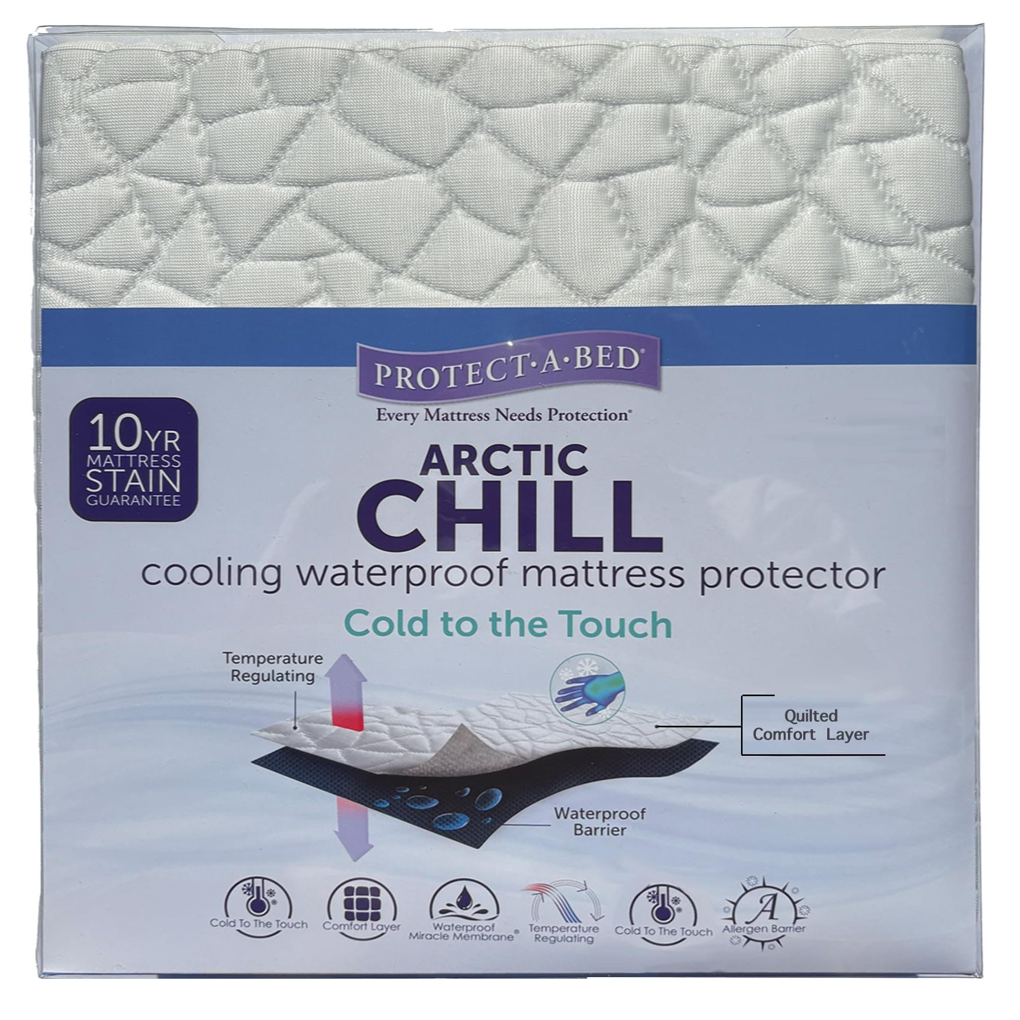 Arctic Chill Mattress Protector, Protect-A-Bed, Waterproof, 5-Sided, Queen