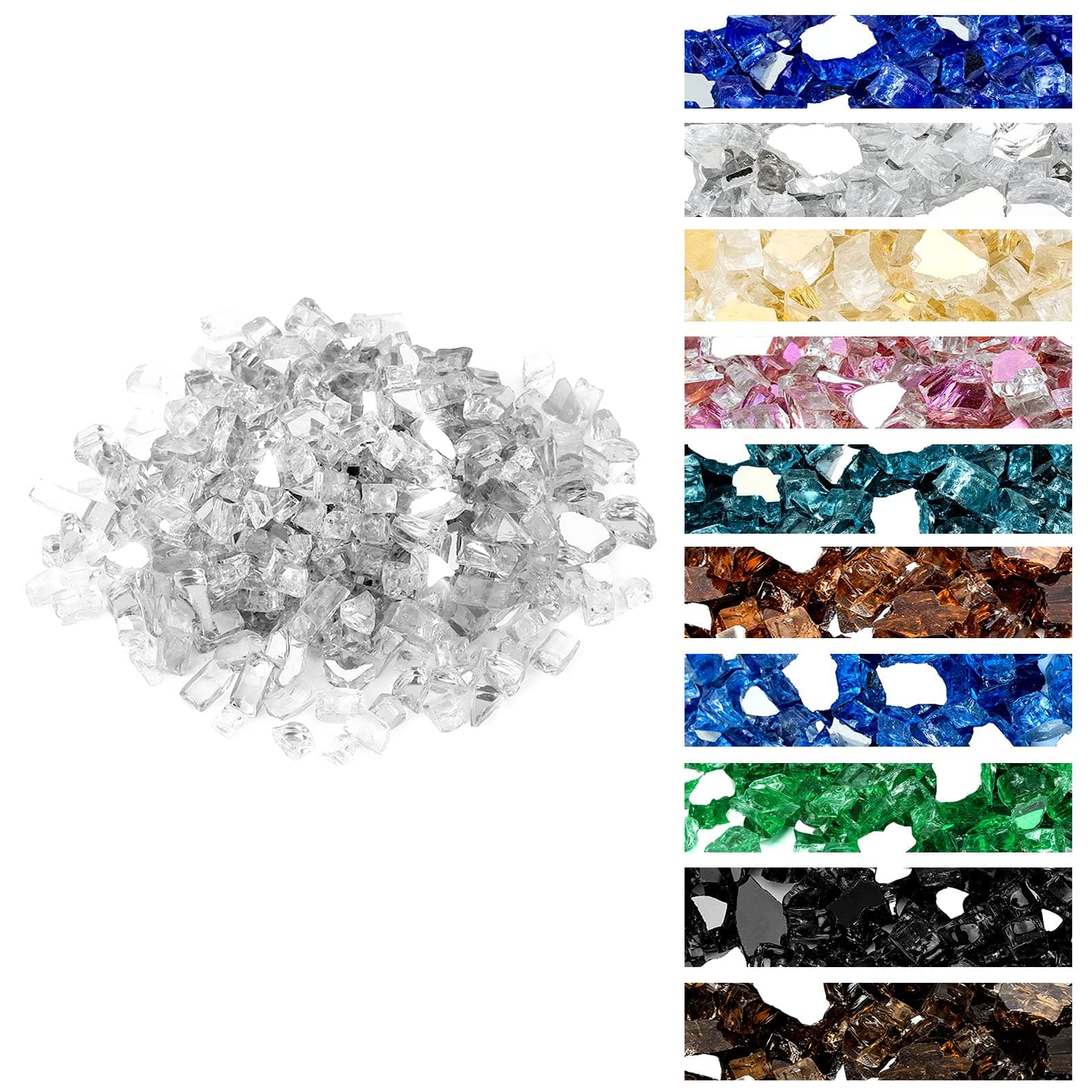 onlyfire Reflective Fire Glass for Natural or Propane Fire Pit, Fireplace, or Gas Log Sets, 10-Pound, 1/4-Inch, Platinum