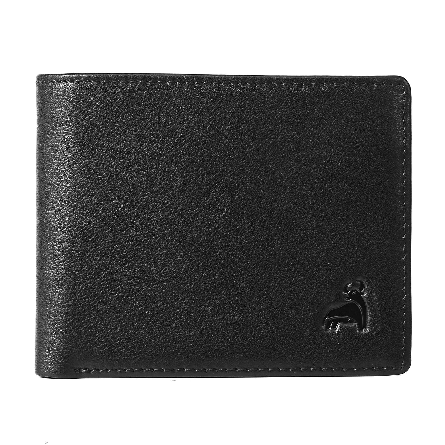 Slim RFID Blocking Leather Wallet for Men, Front Pocket Bifold Wallet with Zipper Coin Pocket and 2 ID Windows, Credit Card Holder