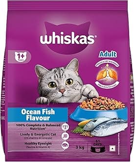 Adult (1+ Years) Dry Cat Food, Ocean Fish Flavour, 3 kg, Contains 41 Essential Nutrients, Complete & Balanced Nutrition for Adult Cats