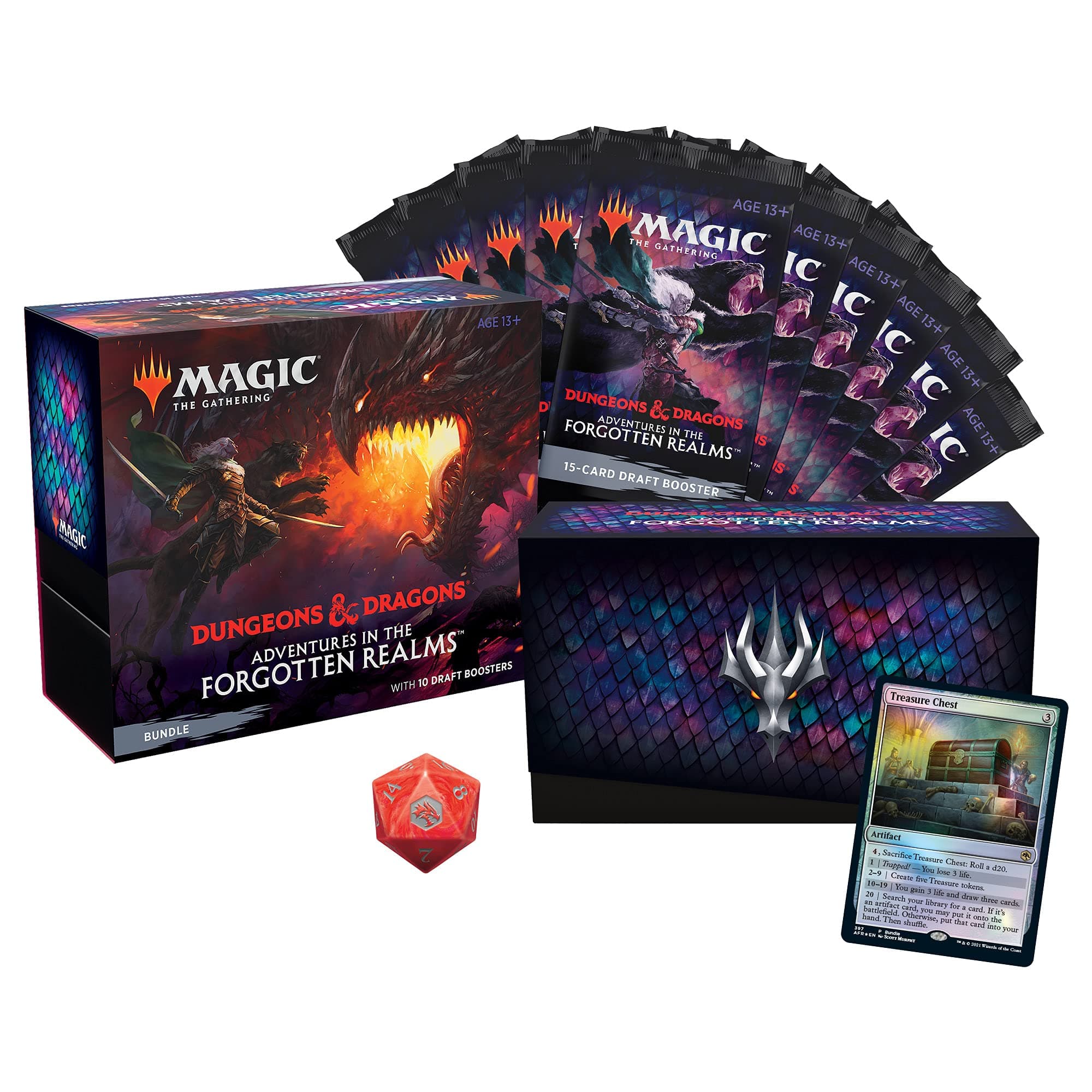 Magic: The GatheringAdventures in The Forgotten Realms Bundle | 10 Draft Boosters (150 Magic Cards) + Accessories
